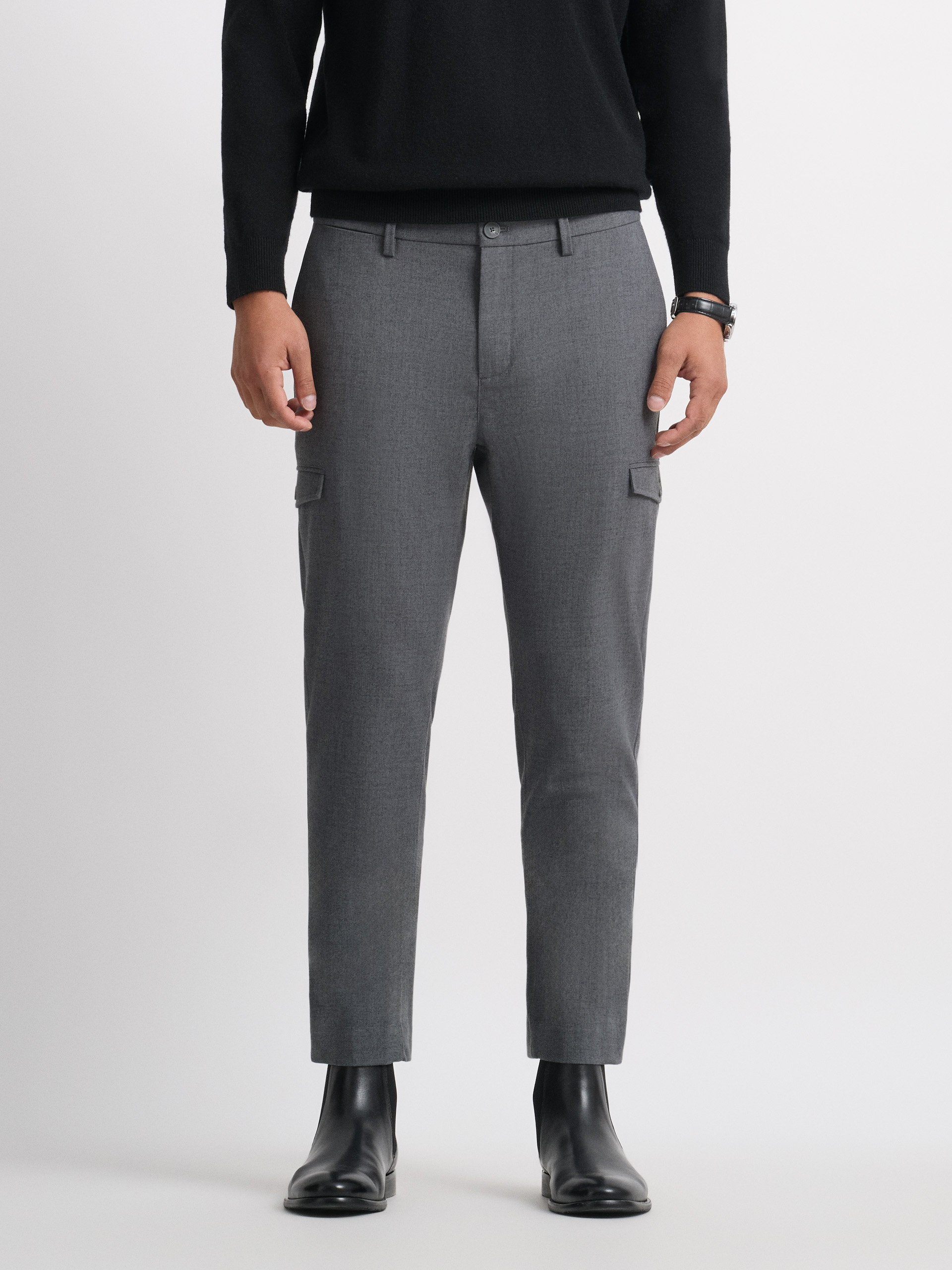 PANTALON CARGO FRANELA GRIS