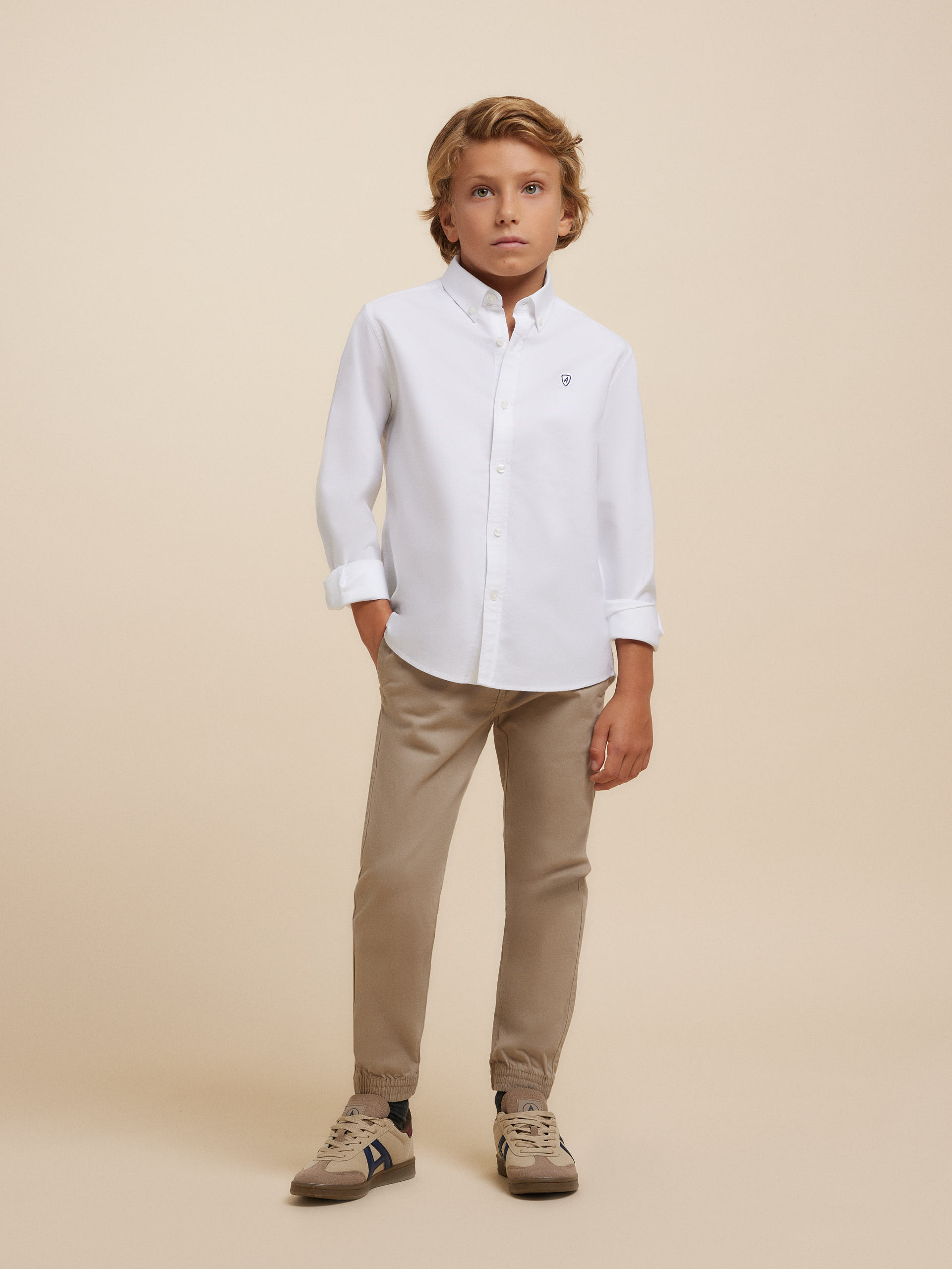 CAMISA OXFORD BASIC KIDS BLANCO