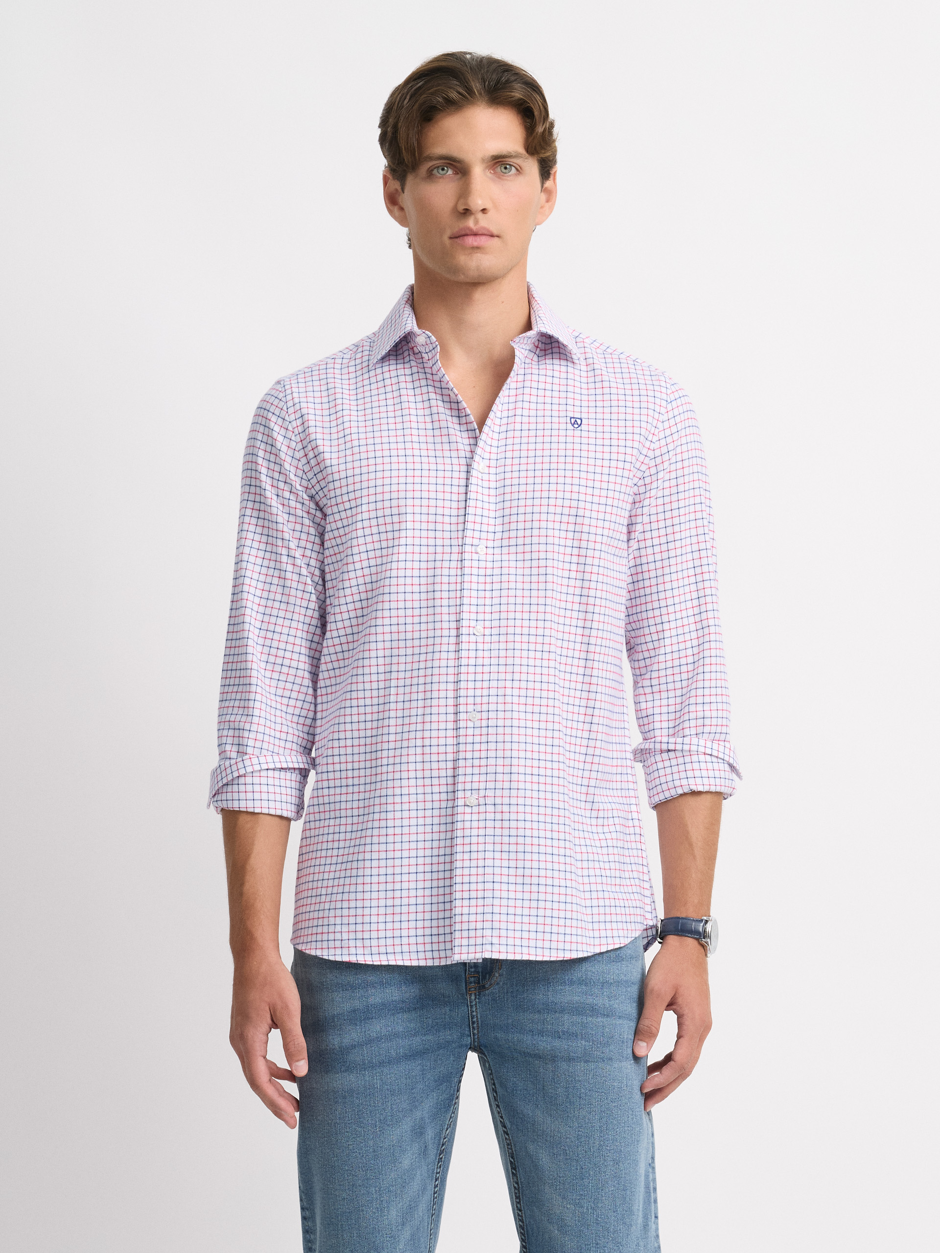 CAMISA HUNTER CHECKS AZUL MARINO