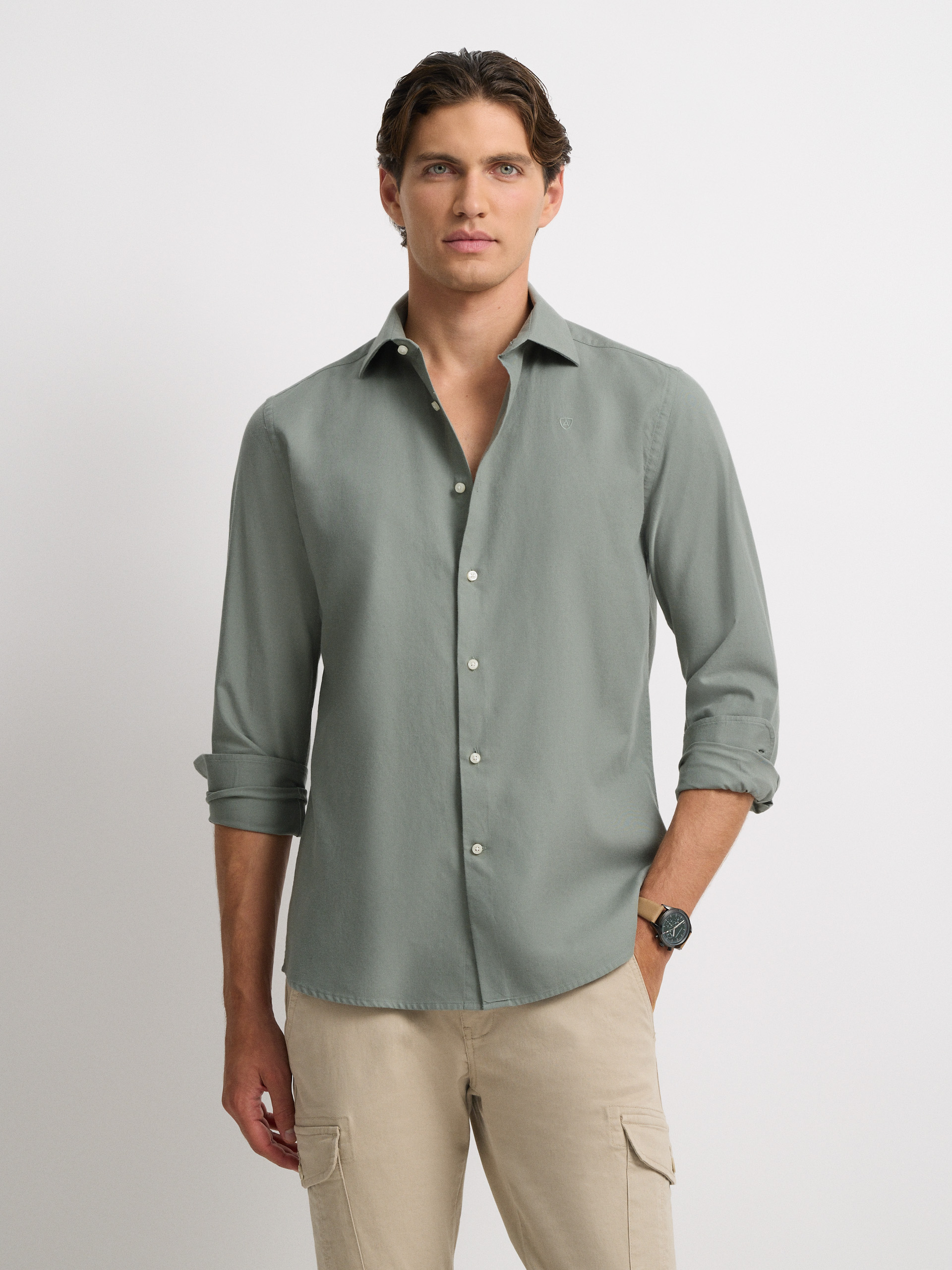 CAMISA TWILL PEACH VERDE