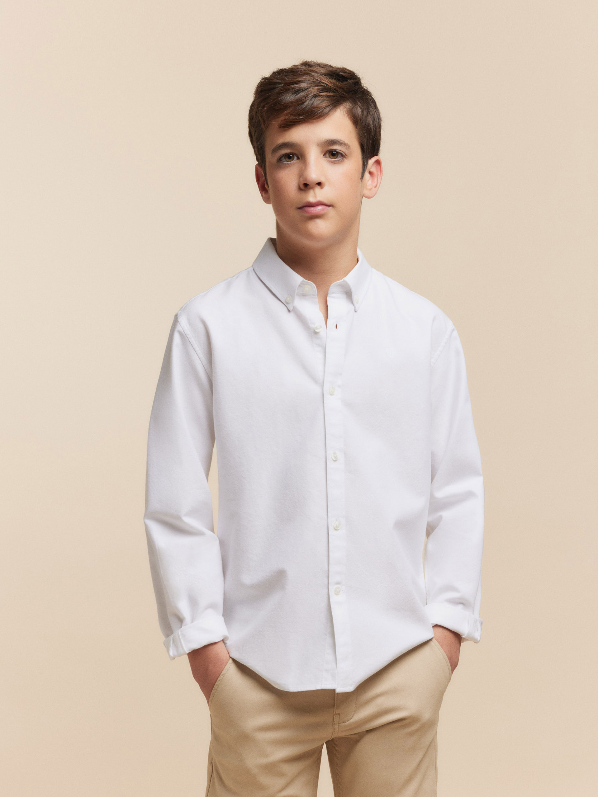 CAMISA OXFORD SOLID KIDS BLANCO