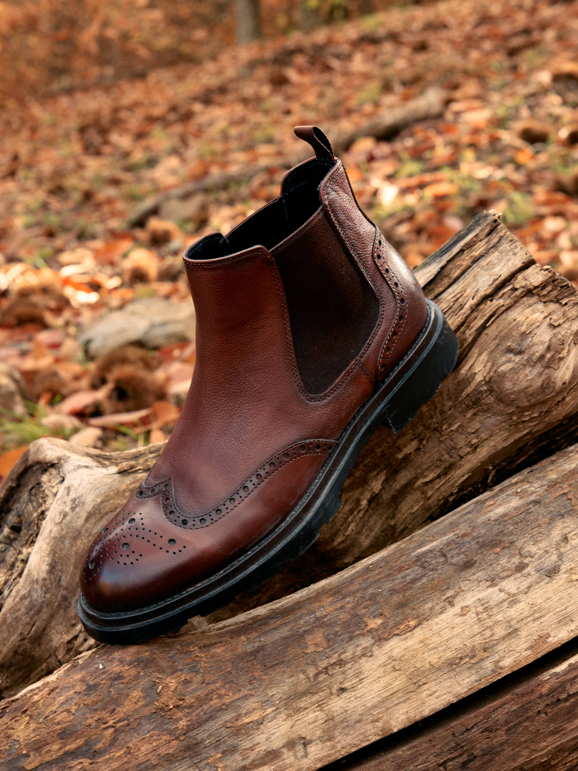 BOTIN PICADO PIEL MARR&Oacute;N