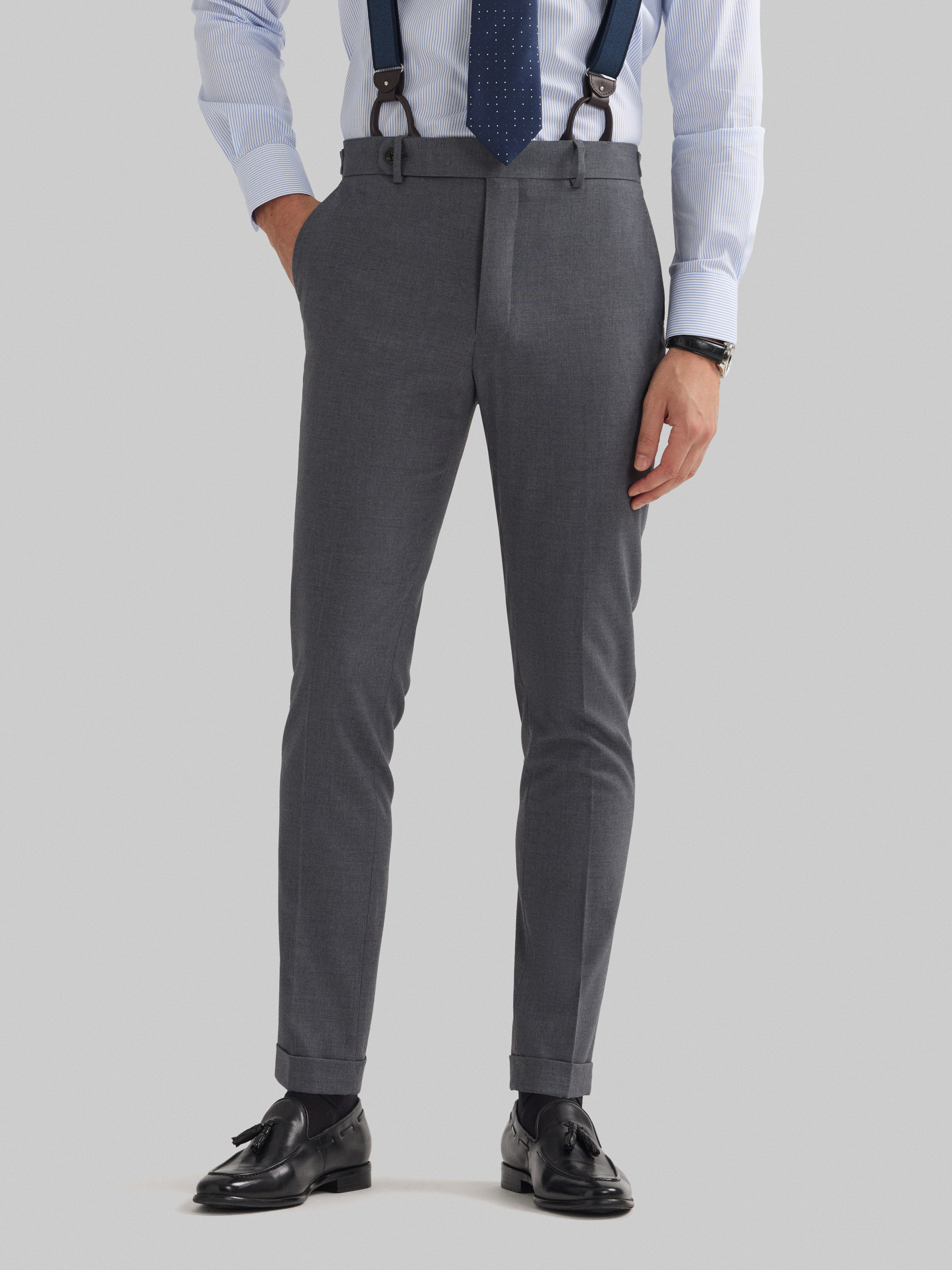 PANTALON DUOMO CRUZADO GRIS