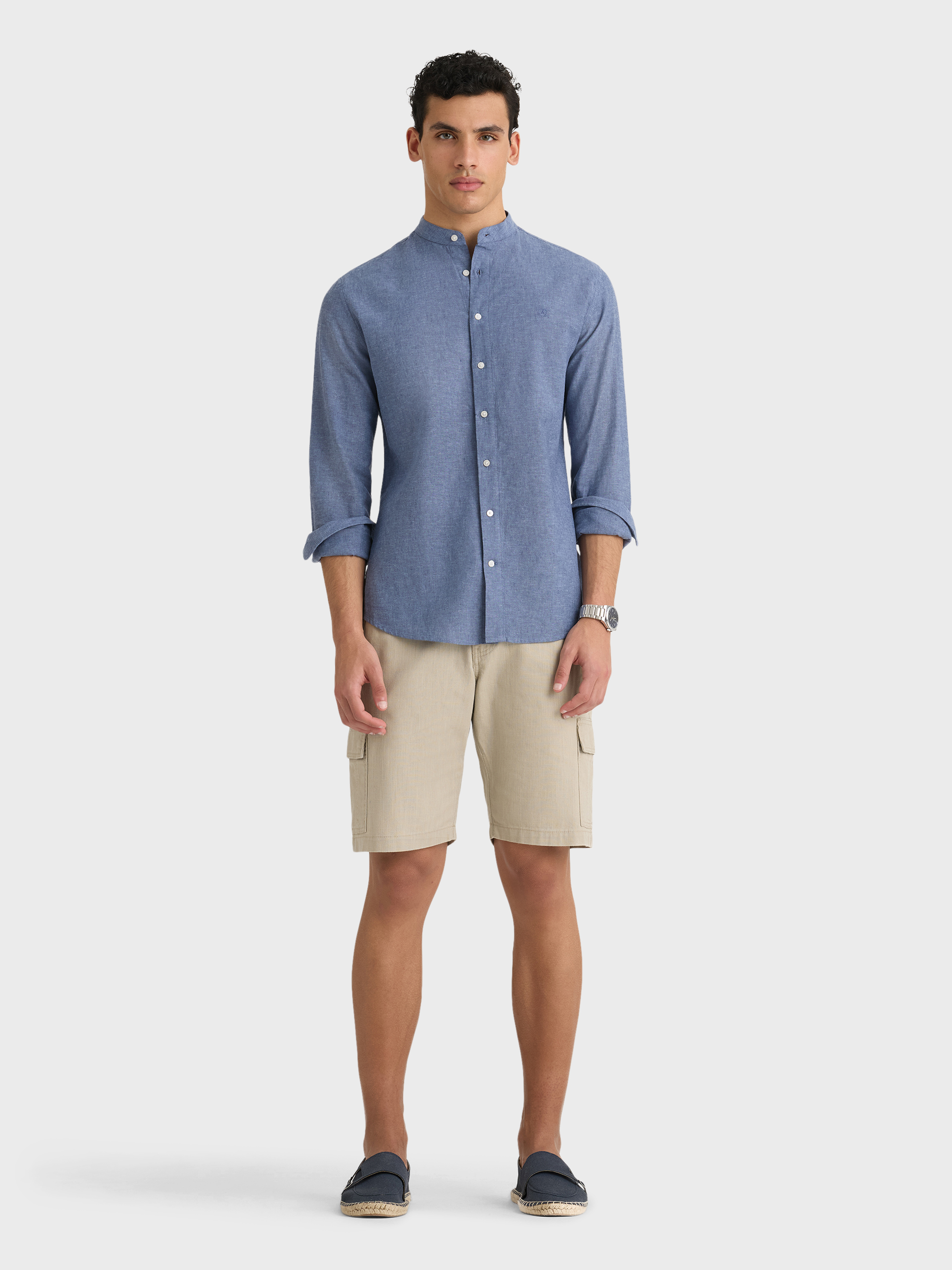 CAMISA LINO MAO AZUL