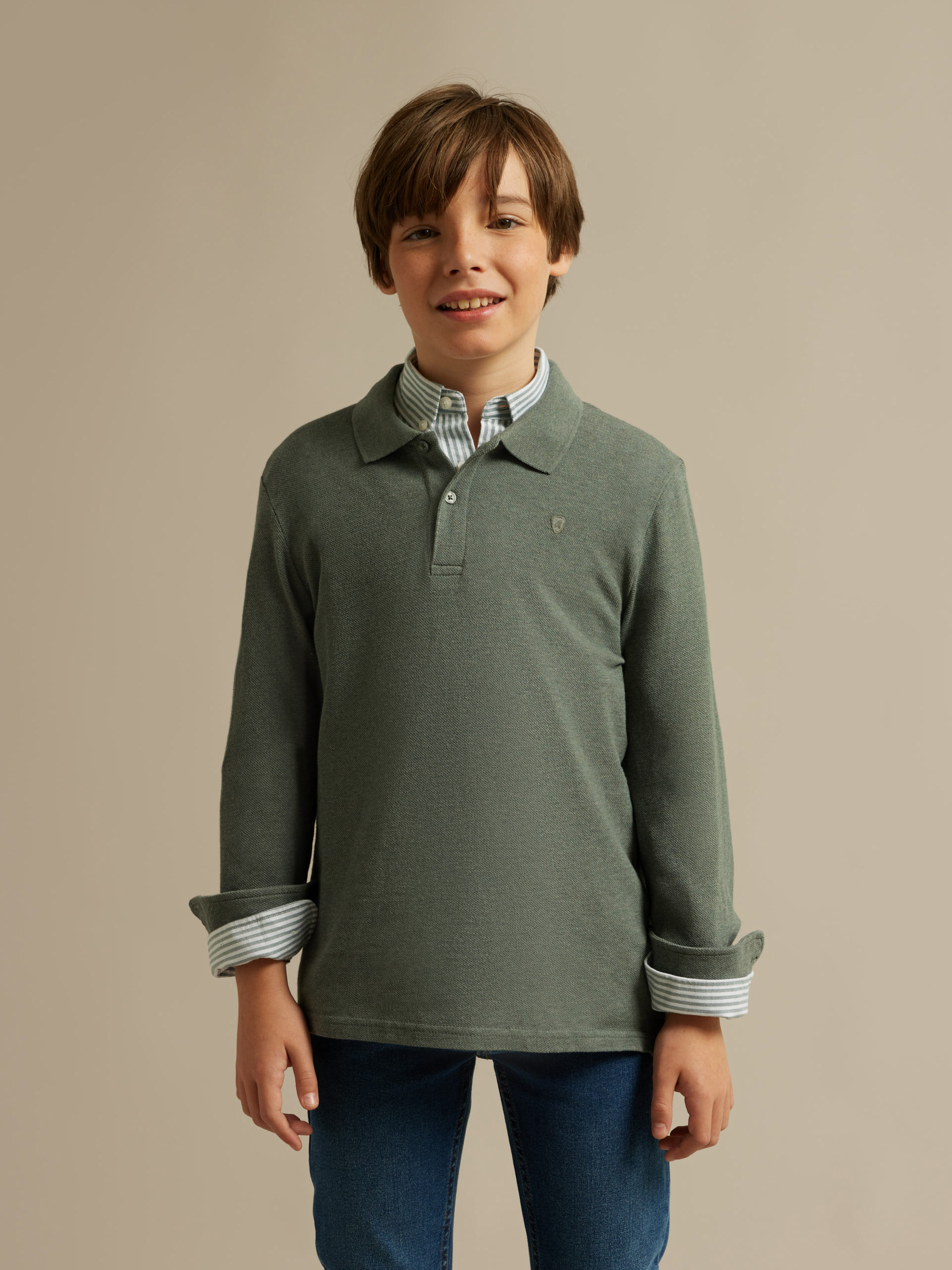 POLO MELANGE M L KIDS VERDE AGUA
