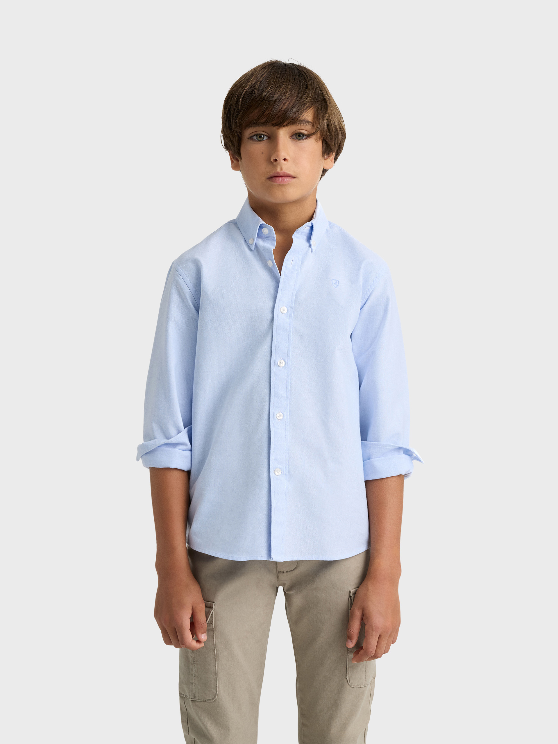CAMISA OXFORD SOLID KIDS CELESTE