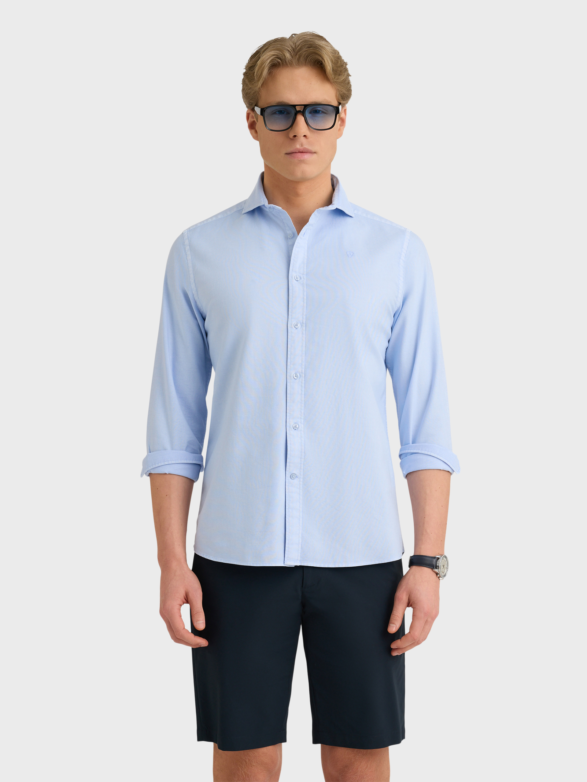 CAMISA OXFORD DYE TIE COLLAR CELESTE