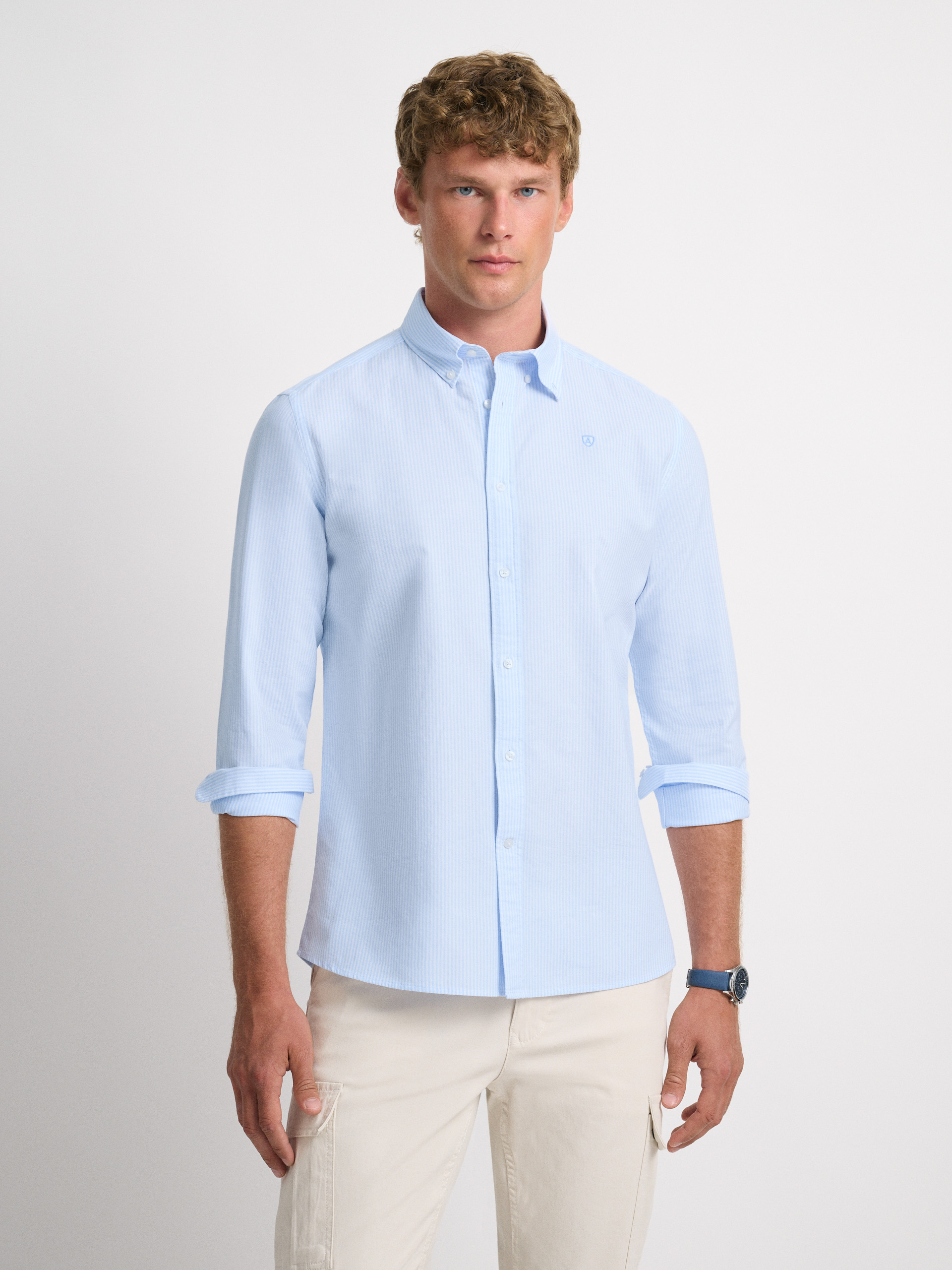 CAMISA OXFORD STRIPES CELESTE