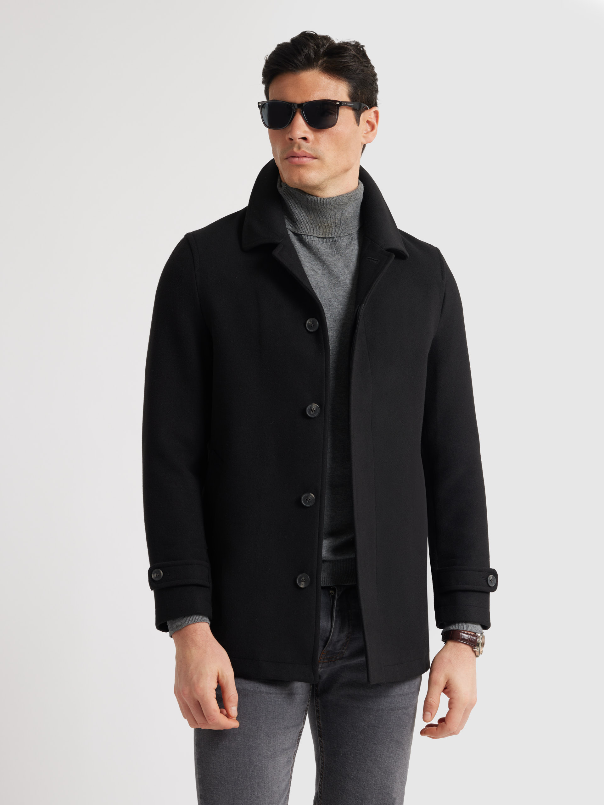 Merc of London Tobias-Abrigo Hombre, Negro (Black1) Small: : Moda