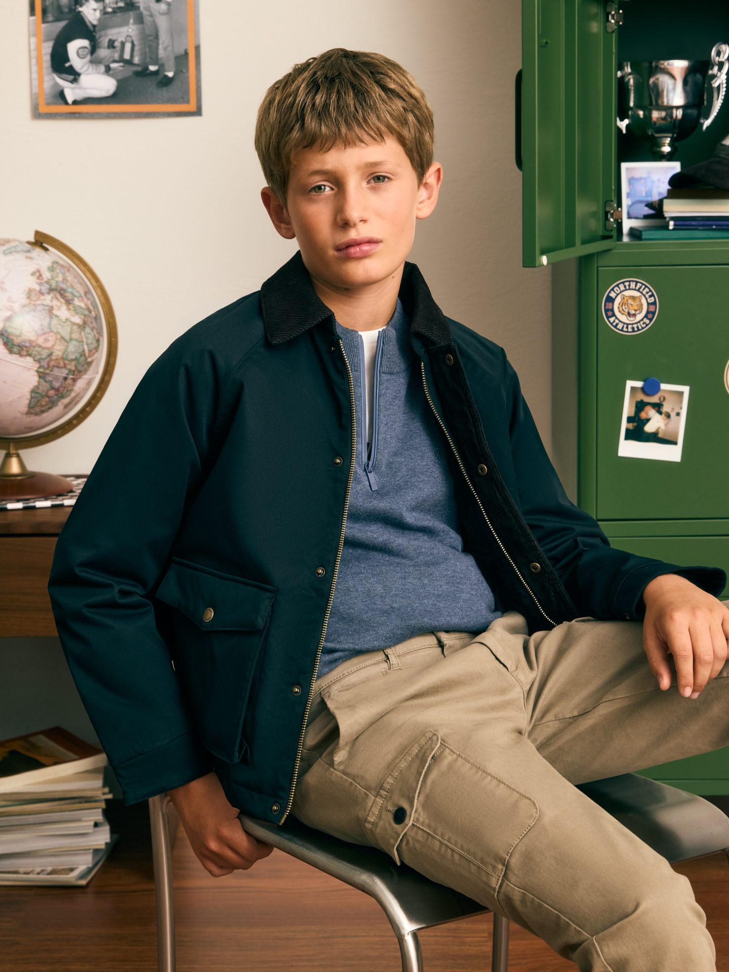 CAZADORA BROOKS KIDS AZUL MARINO