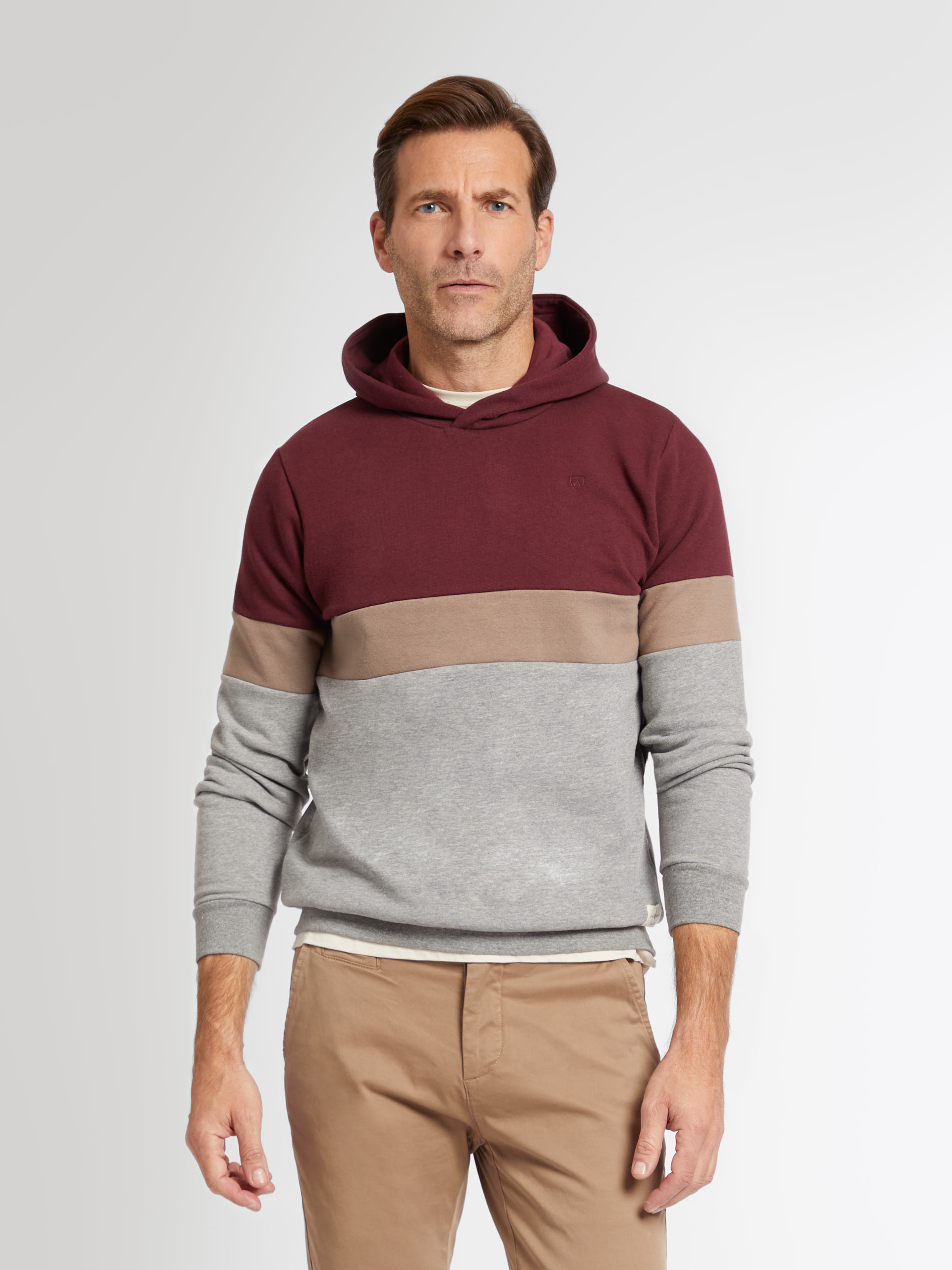 SUDADERA TRICOLOR BURDEOS