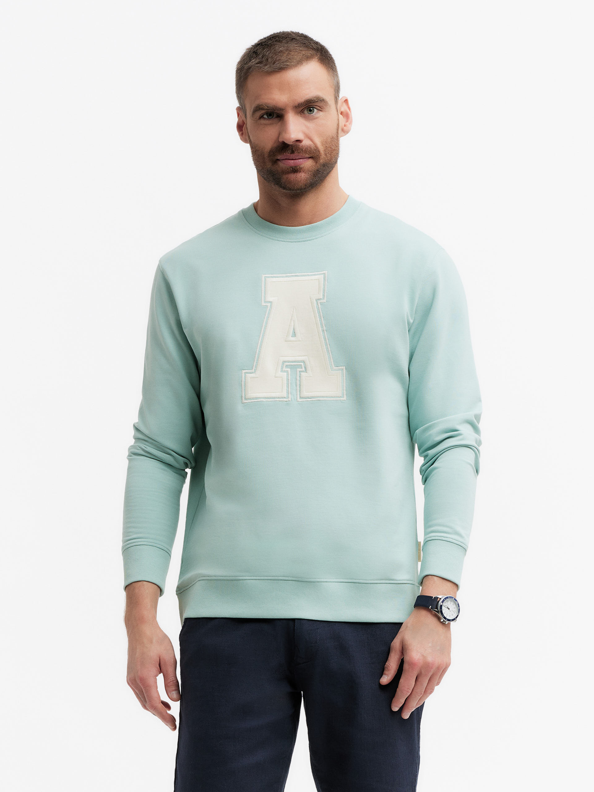 SUDADERA COLLEGE VERDE AGUA