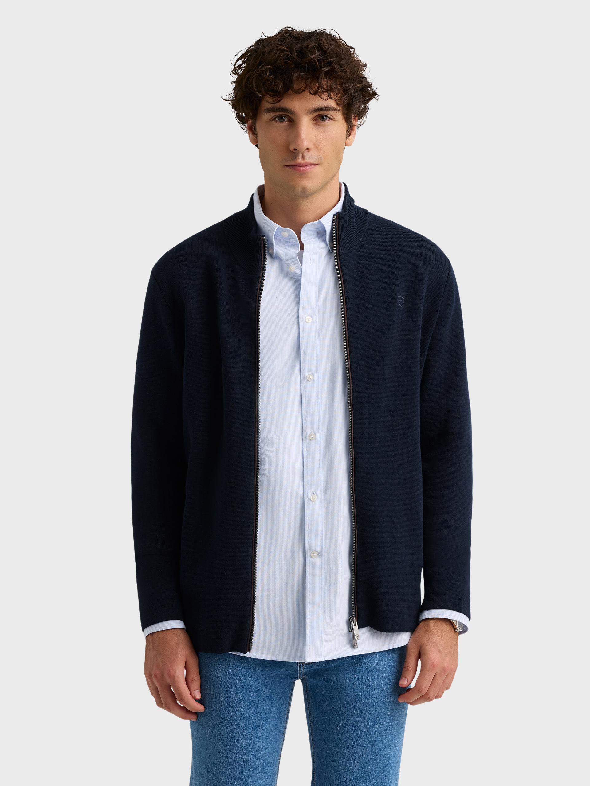 CARDIGAN CONTRASTE AZUL MARINO