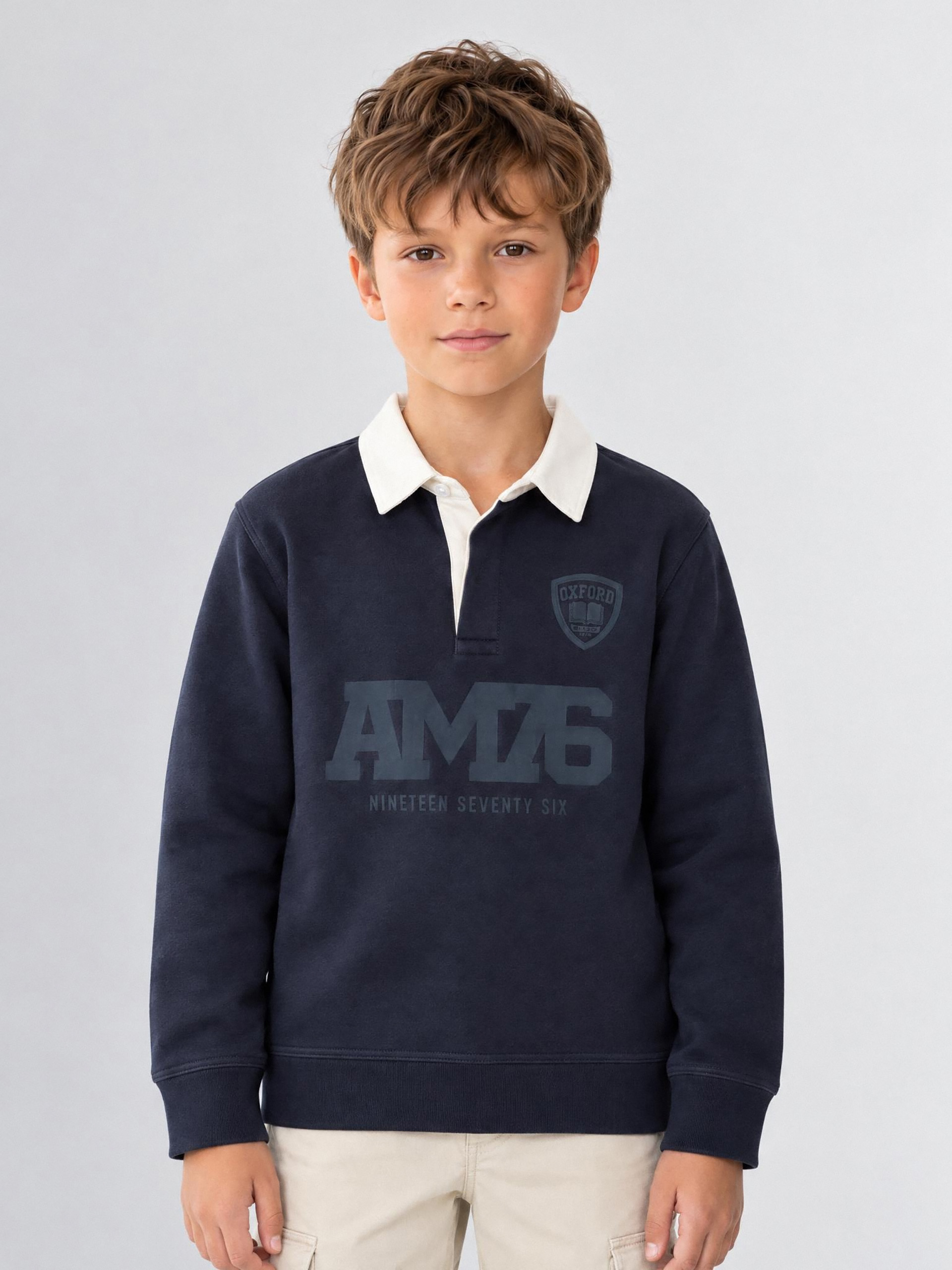 SUDADERA POLO AM76 KIDS AZUL MARINO