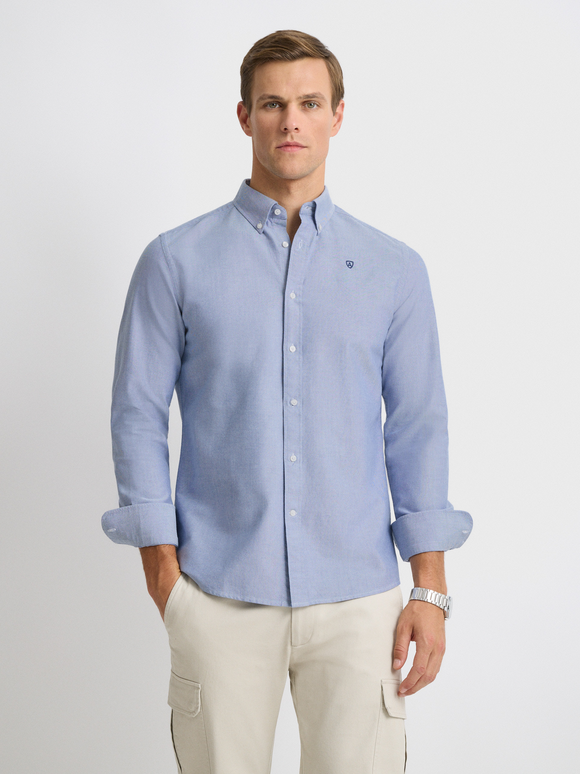 CAMISA OXFORD SOLID AZUL MARINO