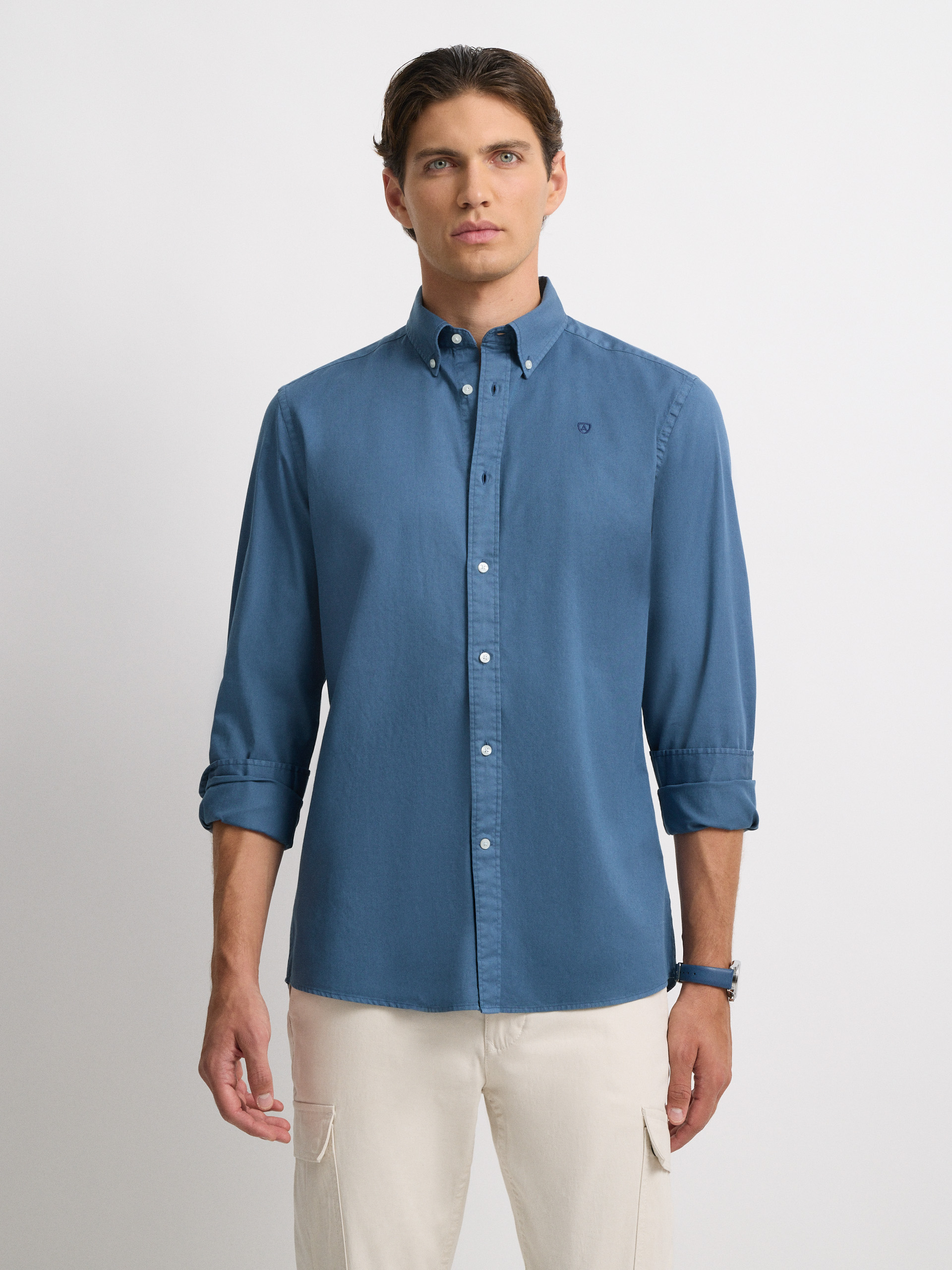 CAMISA POPELIN DYE AZUL