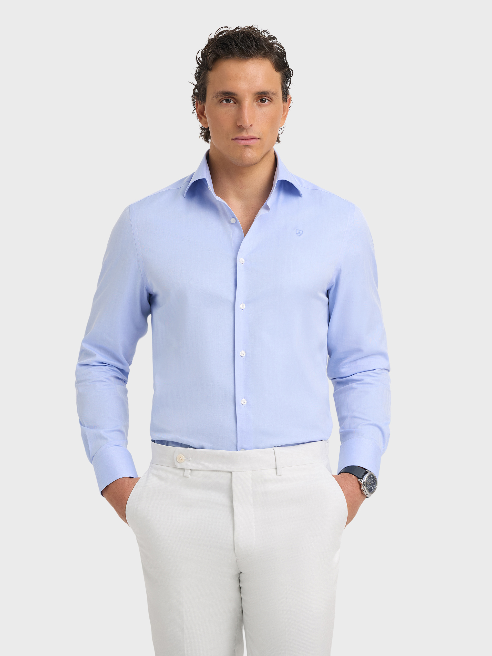 CAMISA ROMA HERRINGBONE AZUL