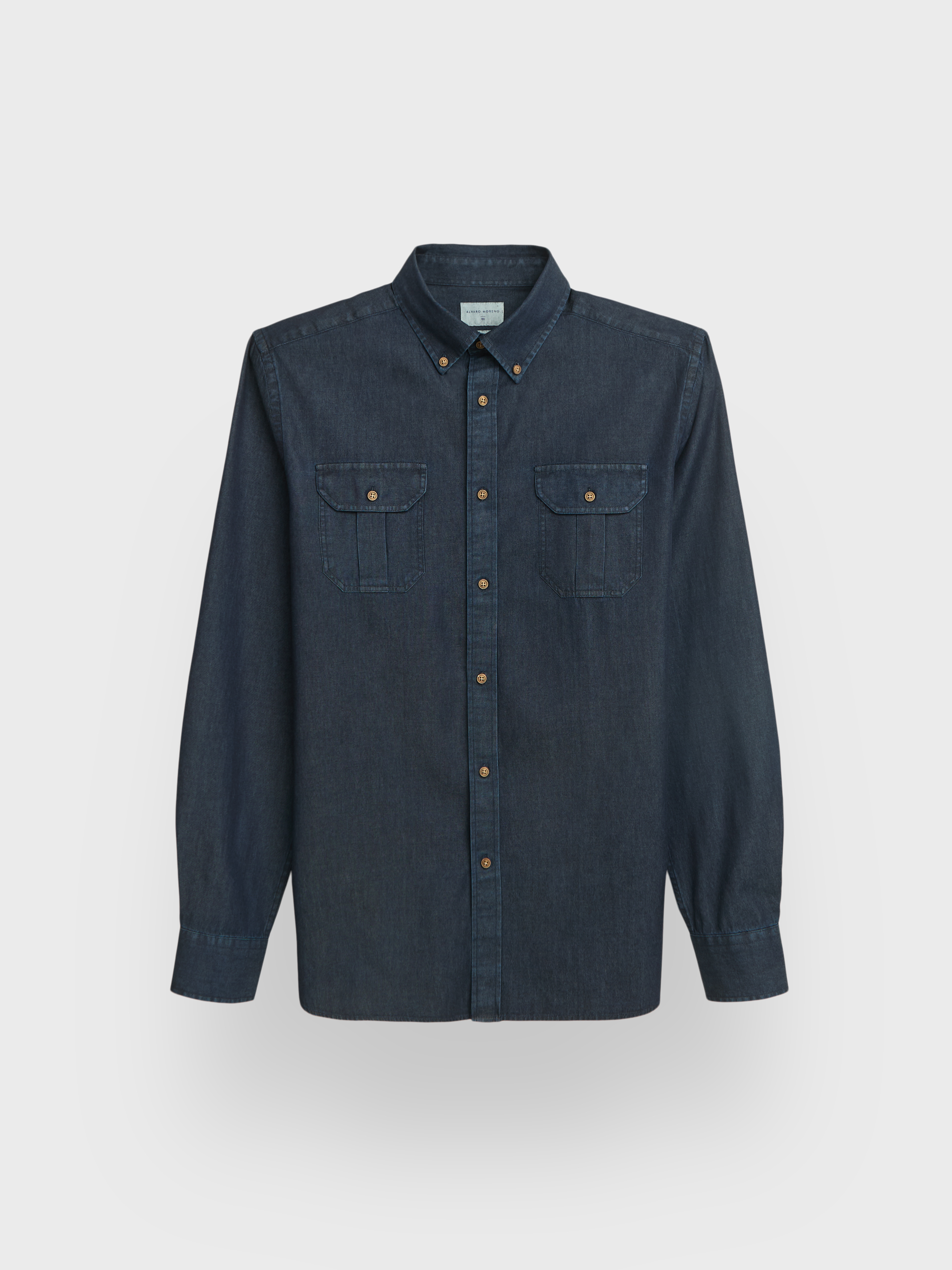 CAMISA DENIM BOLSILLOS AZUL MARINO