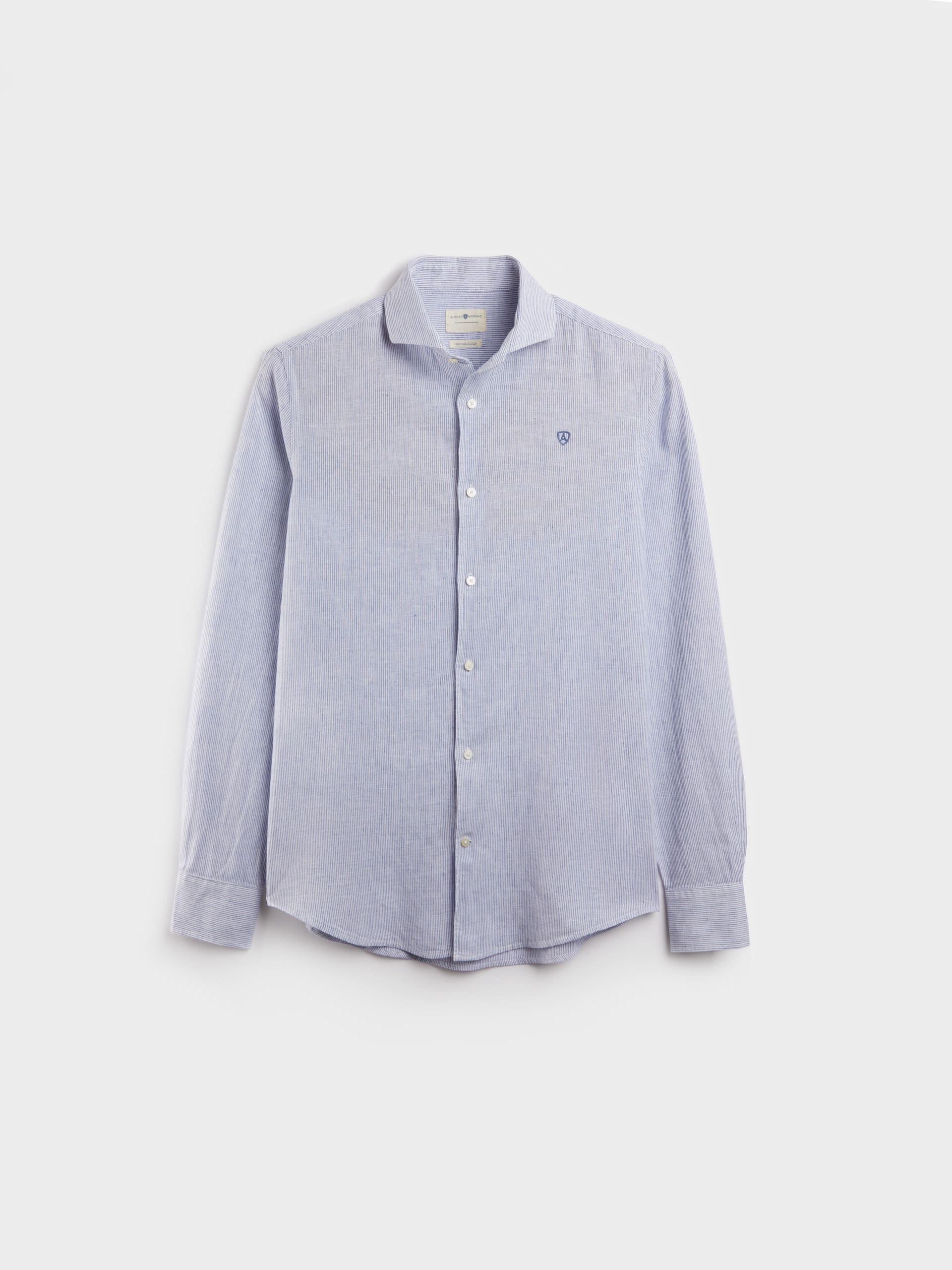 CAMISA LINO RAYAS AZUL