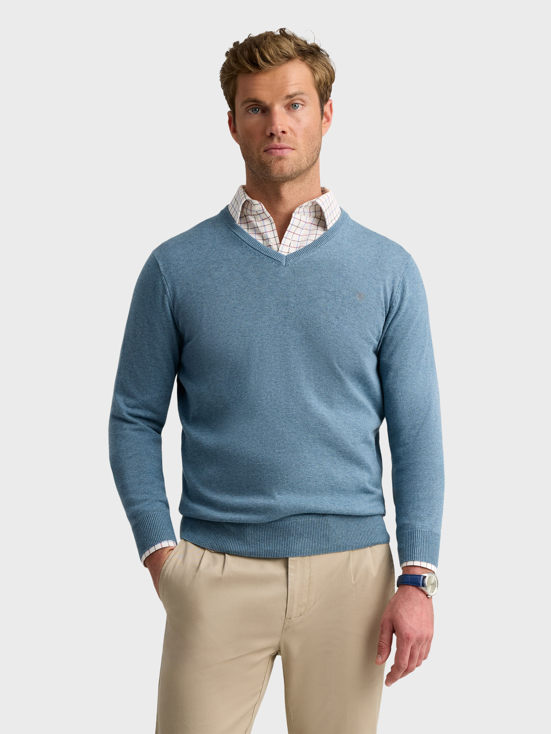 JERSEY V-NECK TRENDY CELESTE