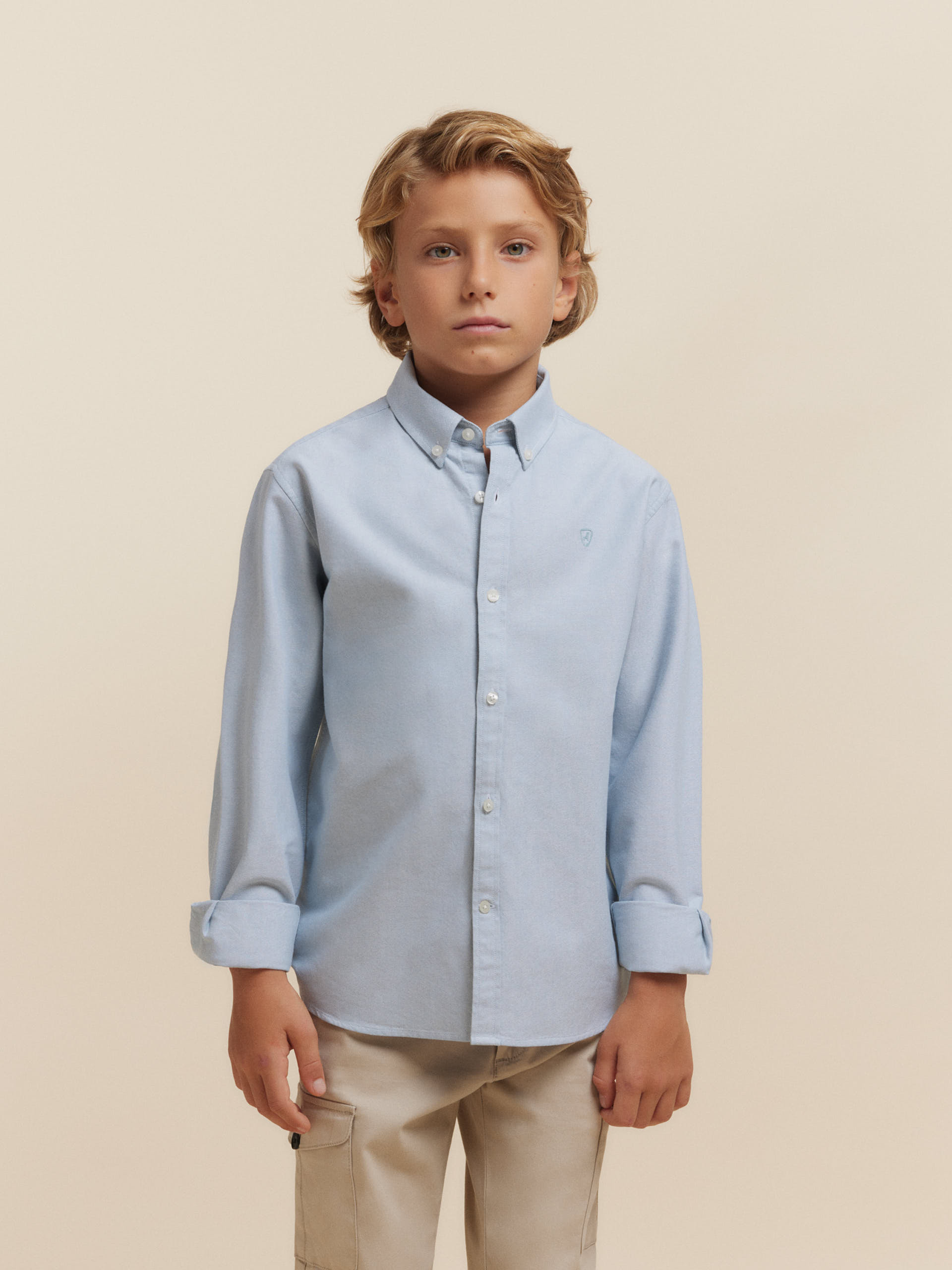 CAMISA OXFORD SOLID KIDS AZUL