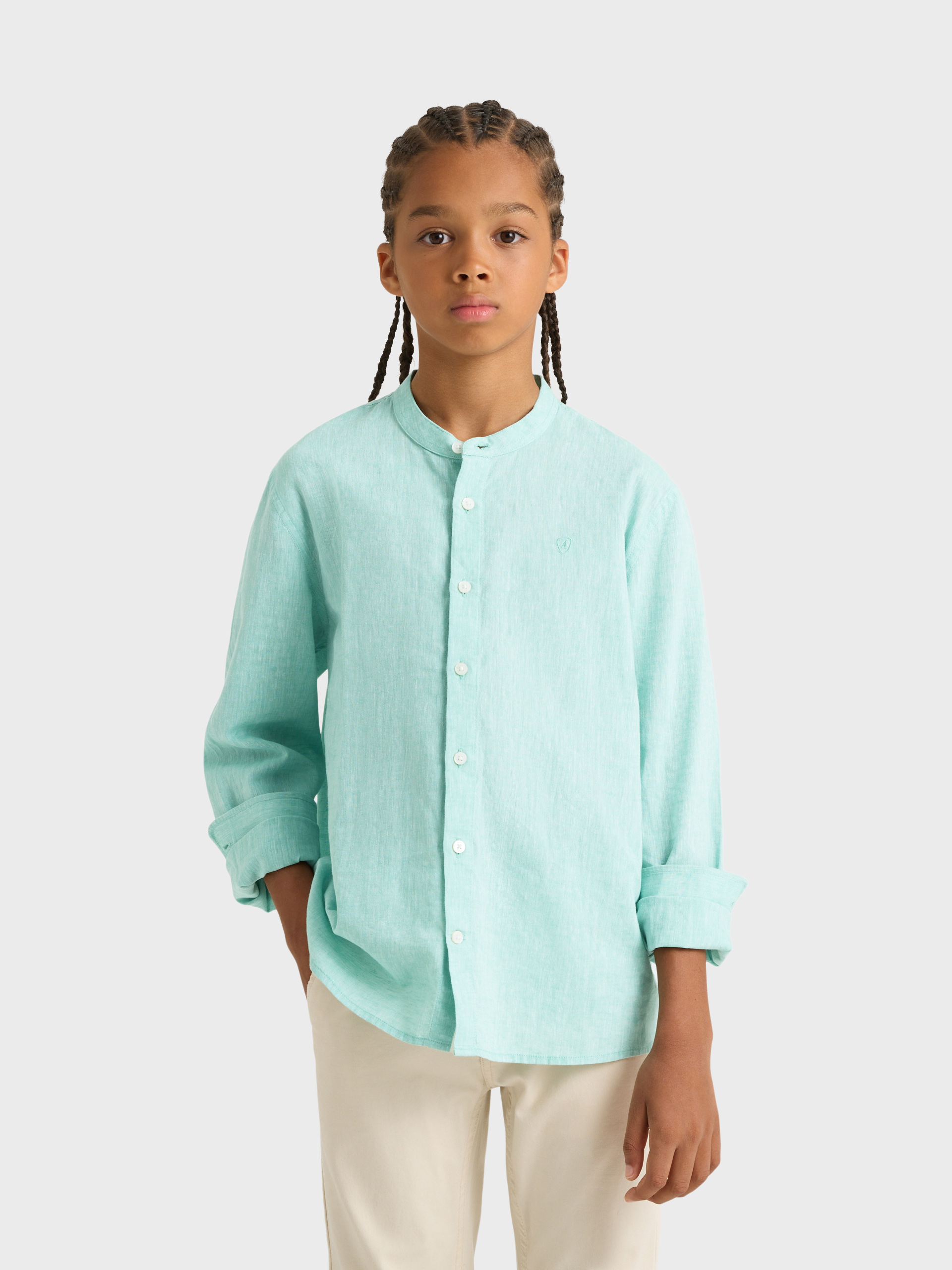 CAMISA LINO MAO KIDS VERDE