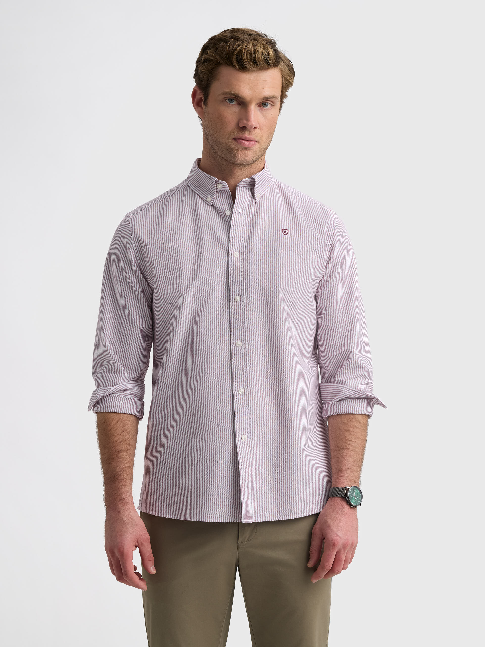CAMISA OXFORD STRIPES BURDEOS