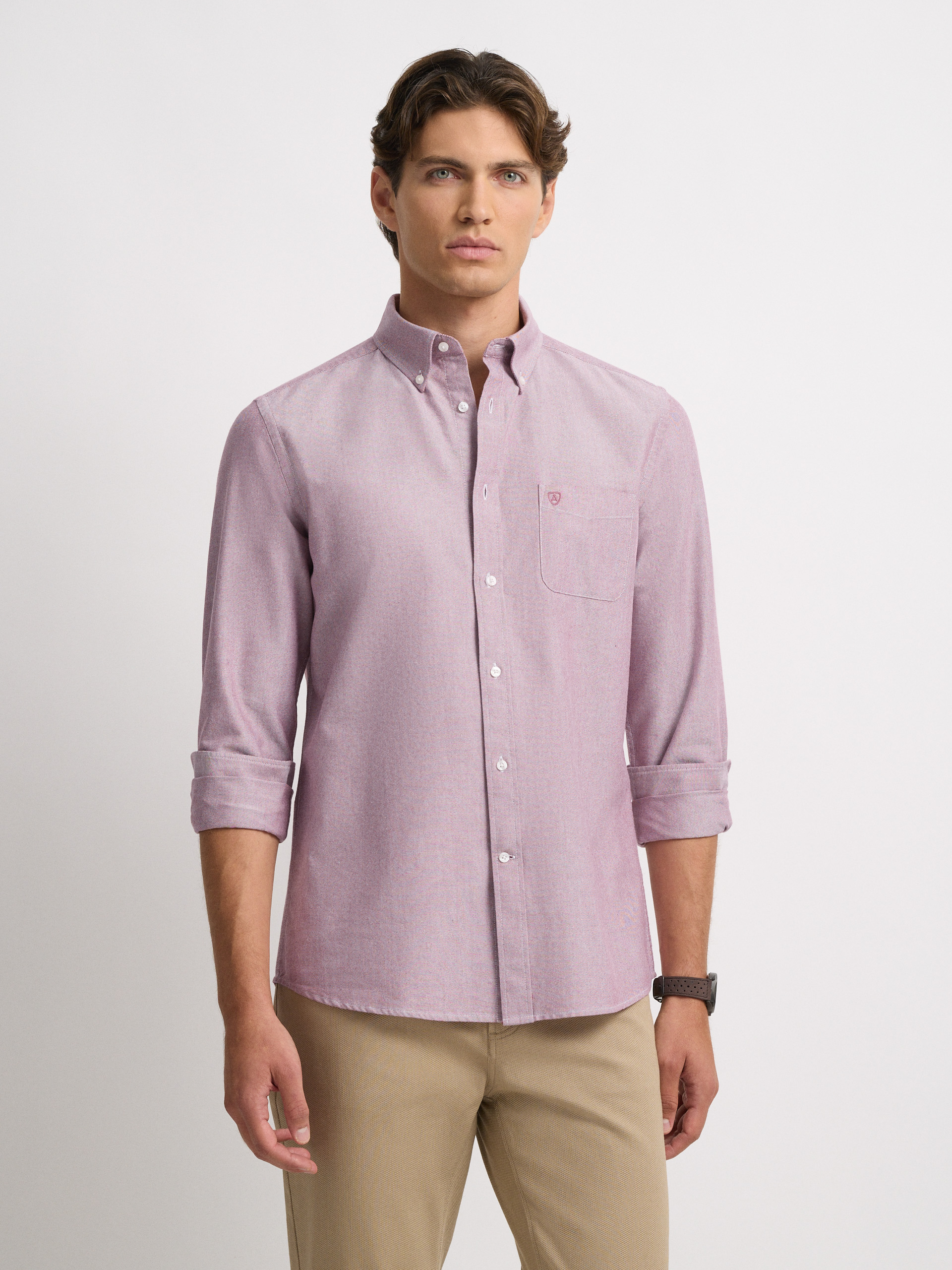 CAMISA OXFORD POCKET BURDEOS
