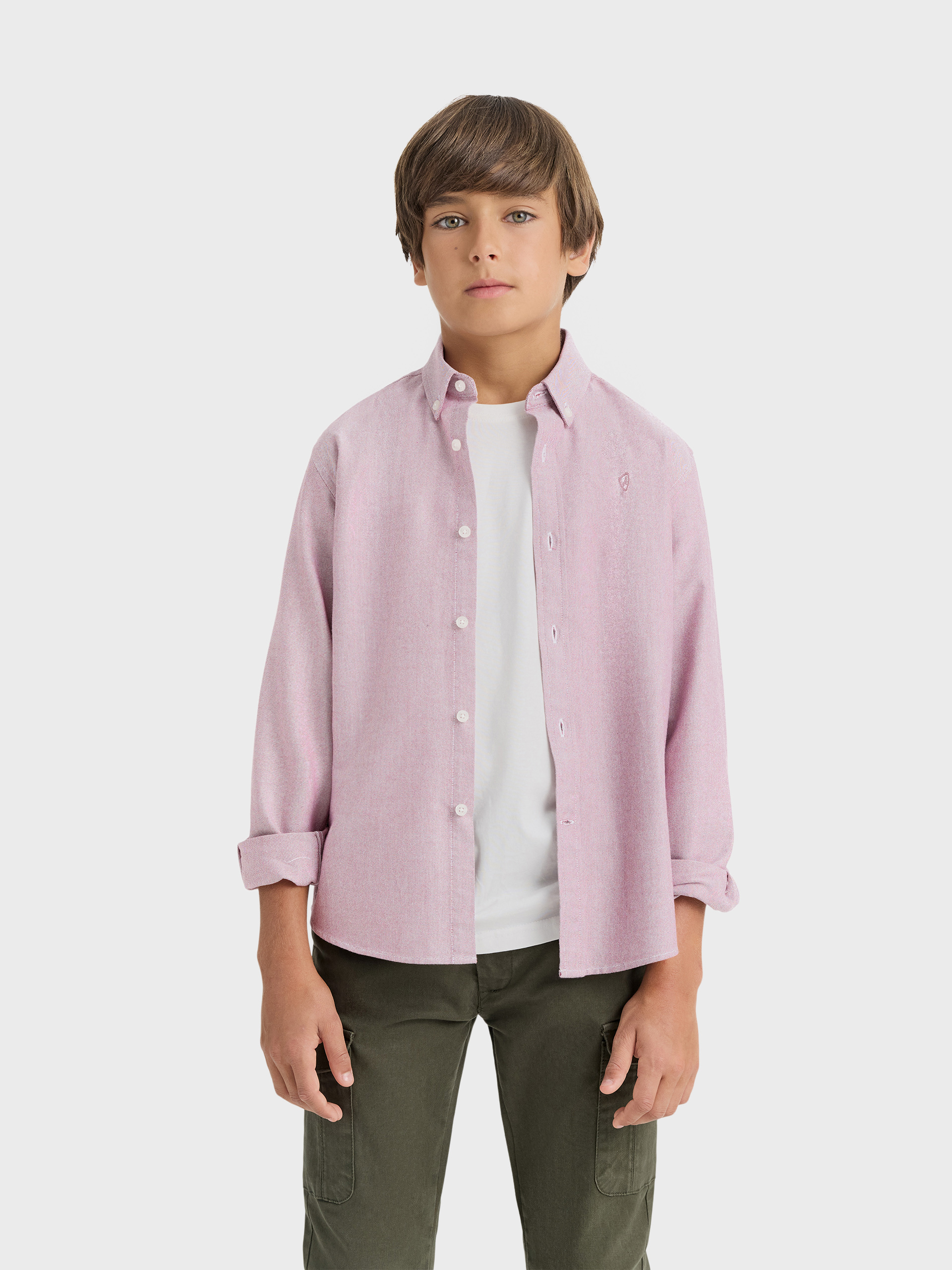 CAMISA OXFORD SOLID KIDS BURDEOS