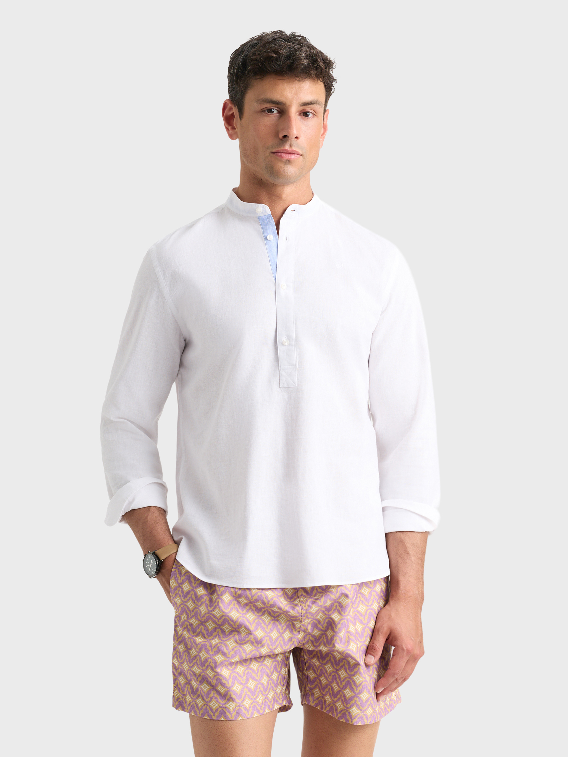 POLERA LINO MAO CONTRASTE BLANCO