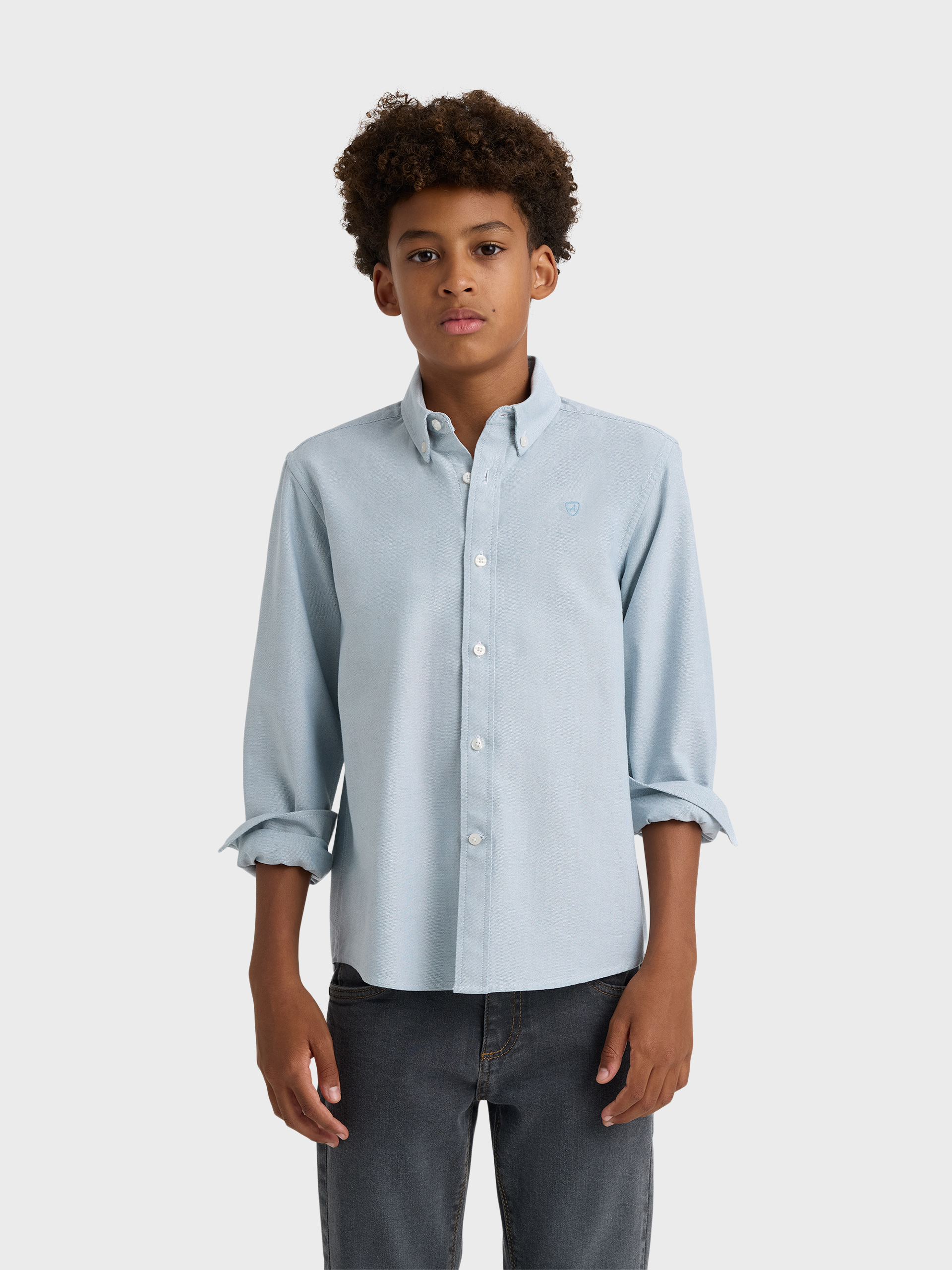 CAMISA OXFORD SOLID KIDS AZUL