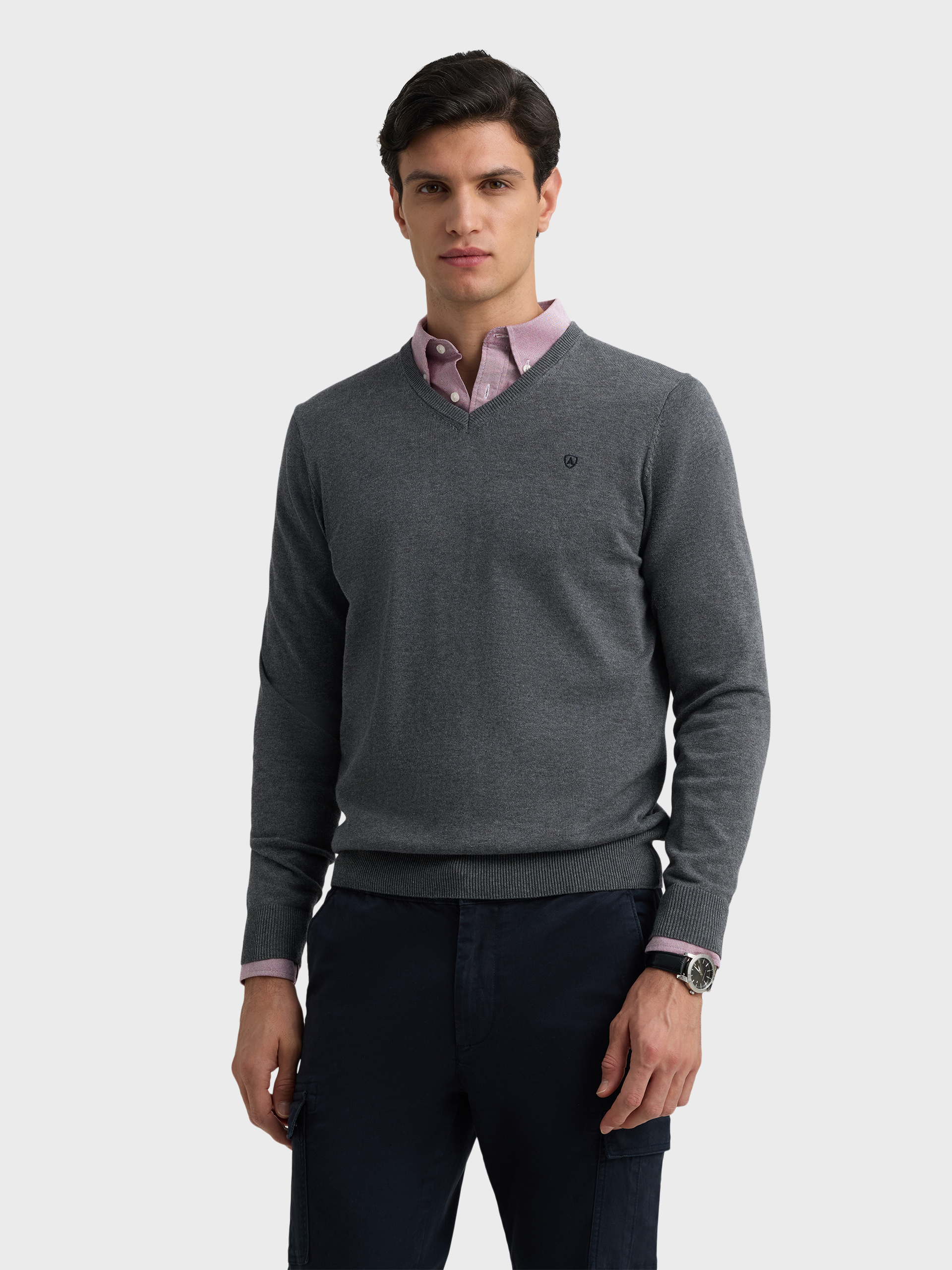 JERSEY V-NECK BASIC GRIS