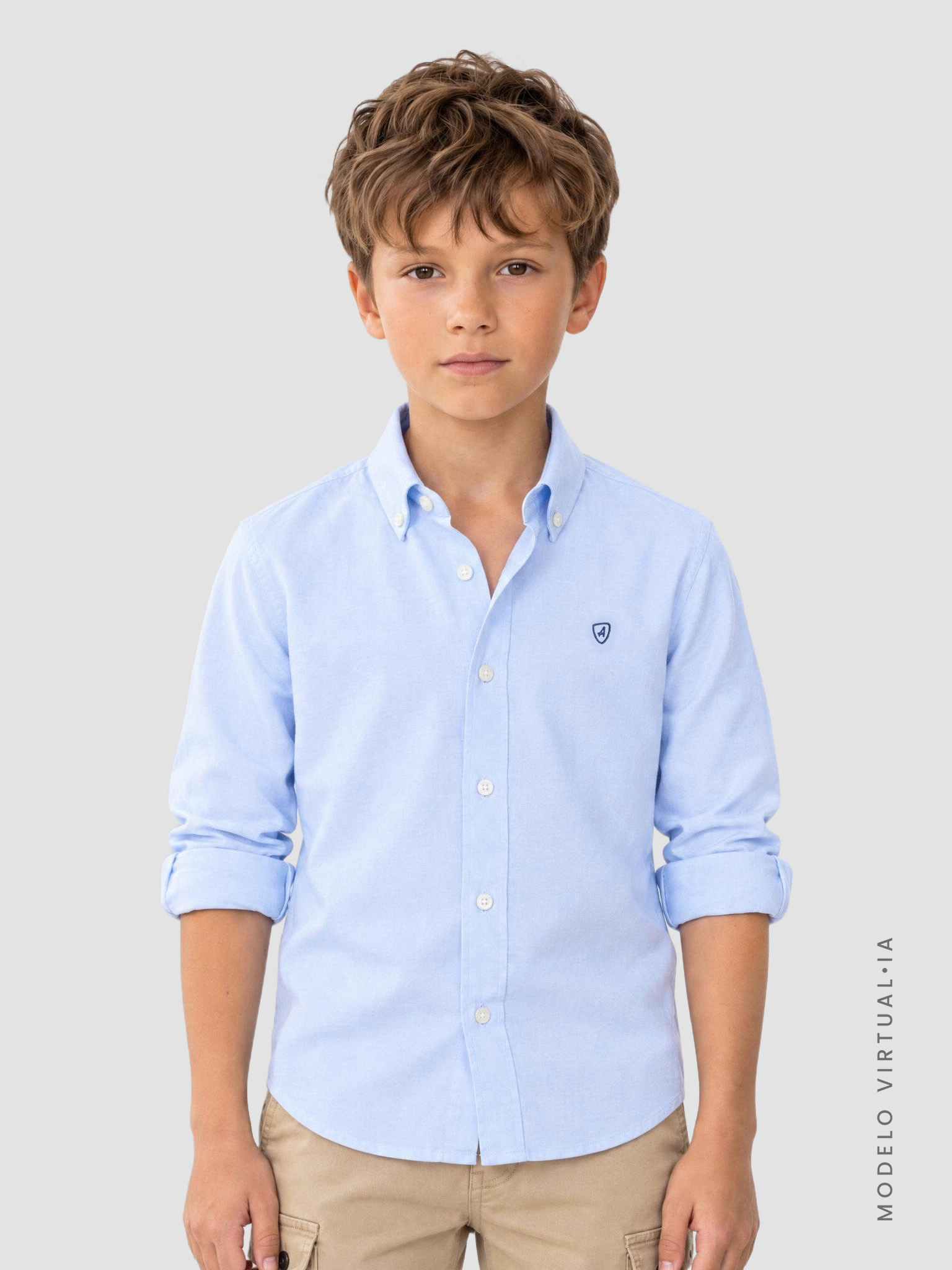 CAMISA OXFORD SOLID KIDS CELESTE
