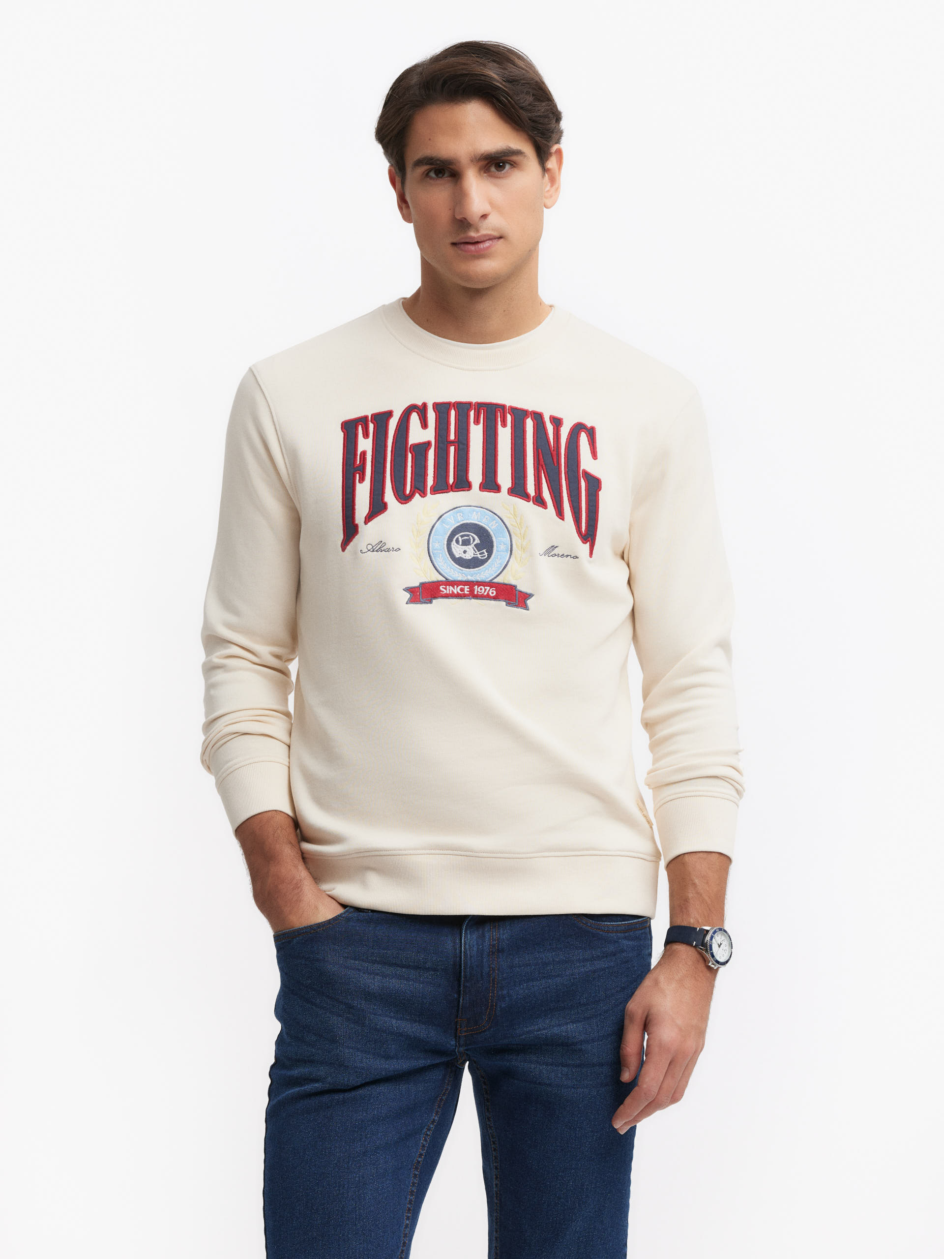 SUDADERA FIGHTING BEIGE