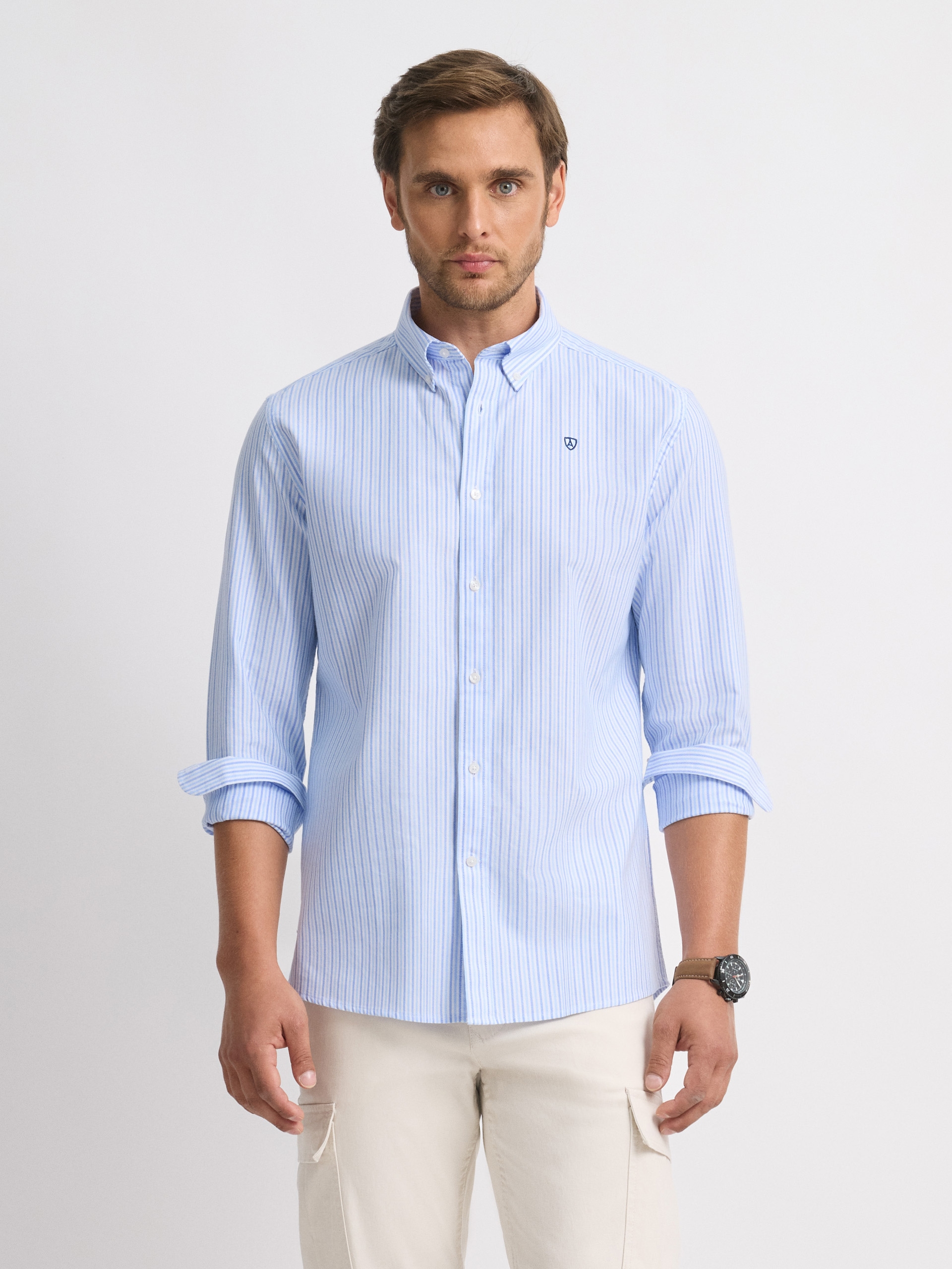 CAMISA OXFORD COMBO AZUL