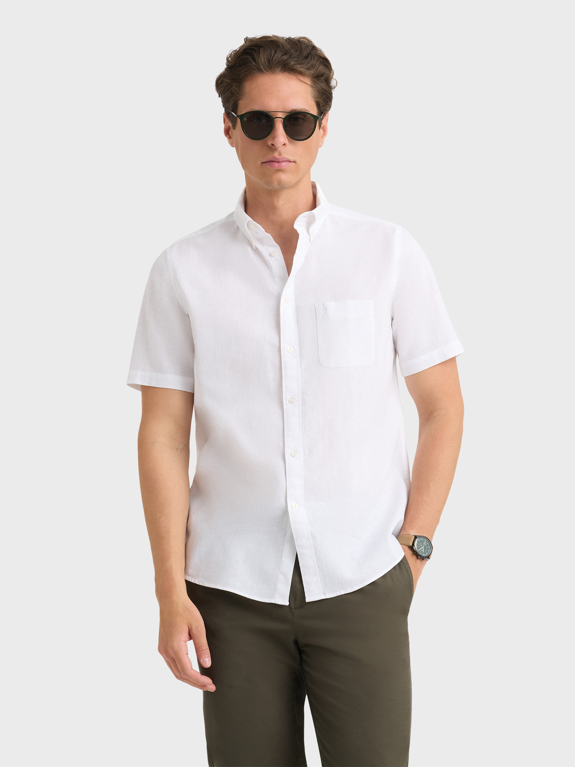 CAMISA LINO M.CORTA