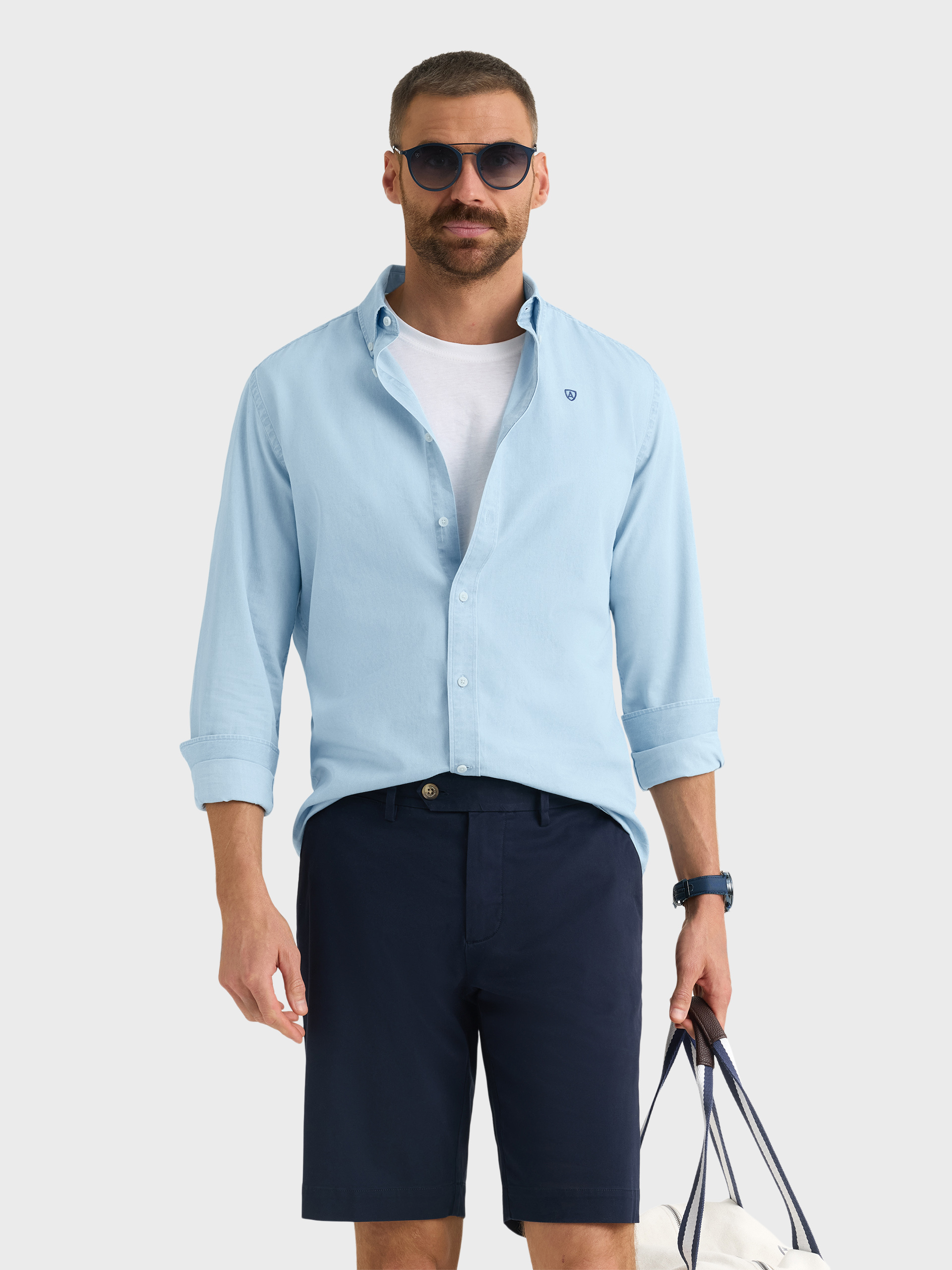 CAMISA DENIM B.DOWN CELESTE