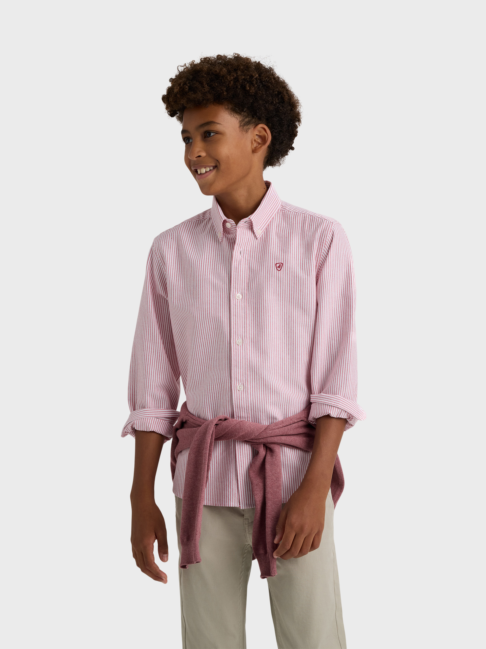 CAMISA OXFORD STRIPES KIDS ROJO