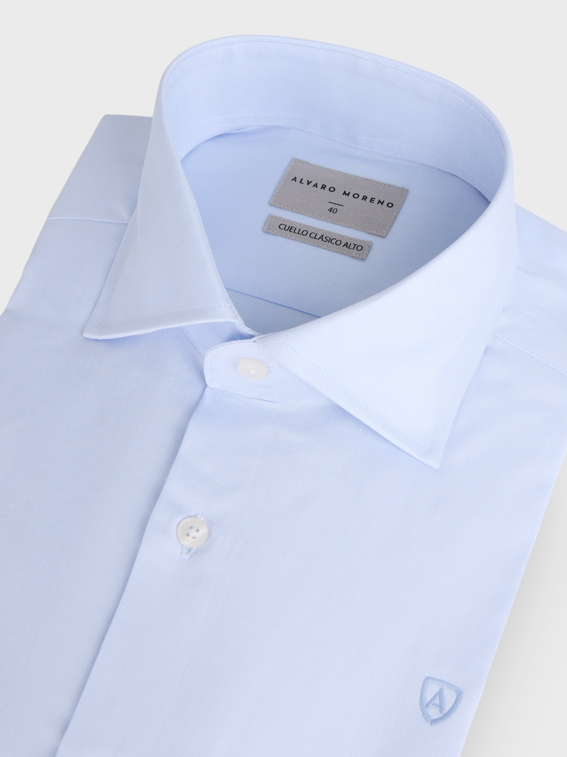 CAMISA ROMA HERRINGBONE CELESTE