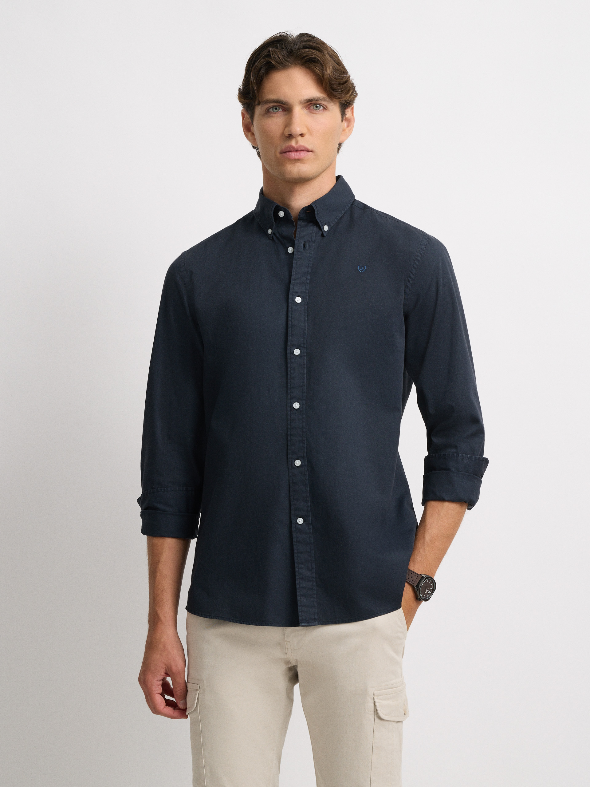 CAMISA POPELIN DYE AZUL MARINO