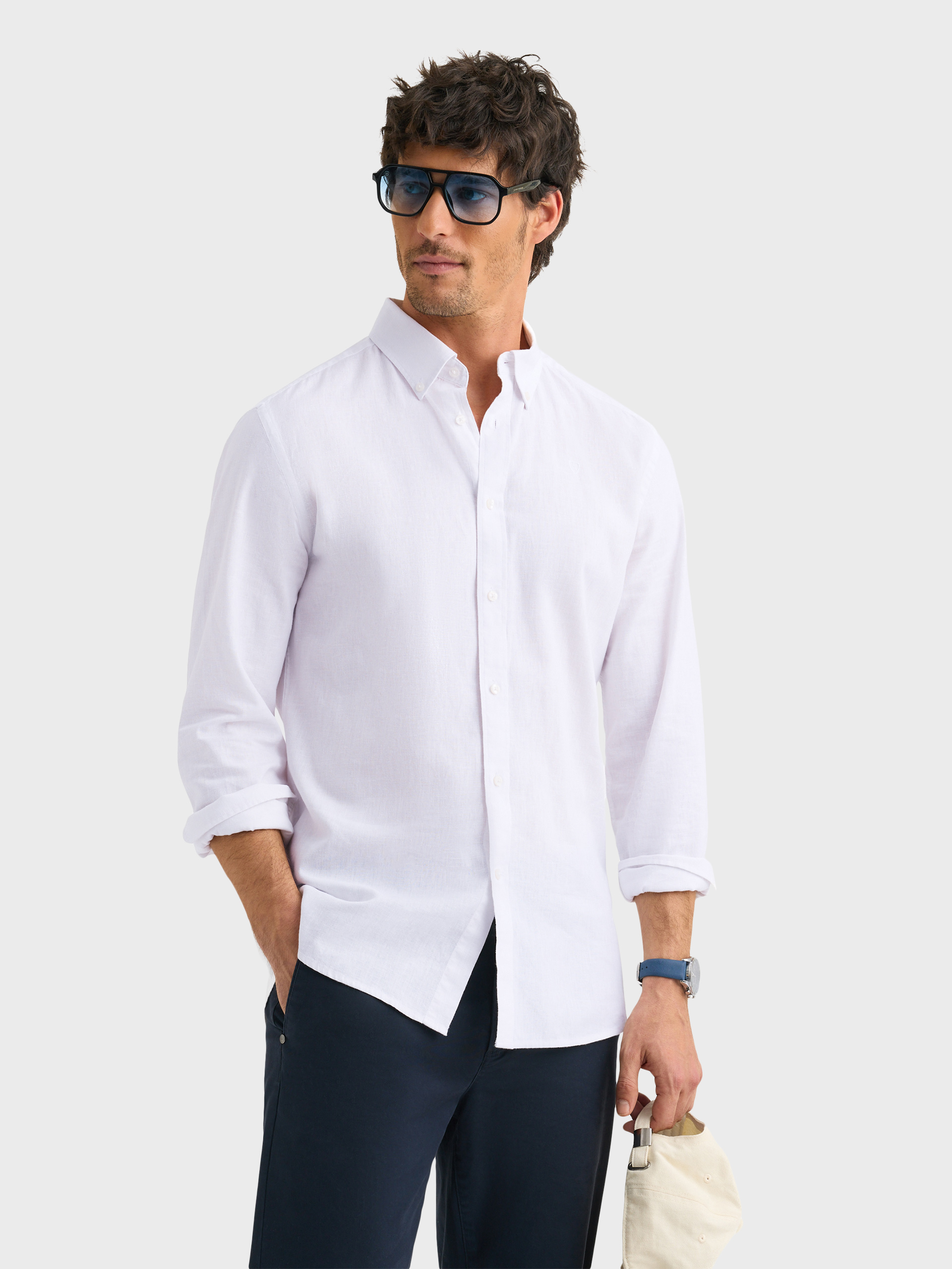 CAMISA LINO C.BOTON BLANCO