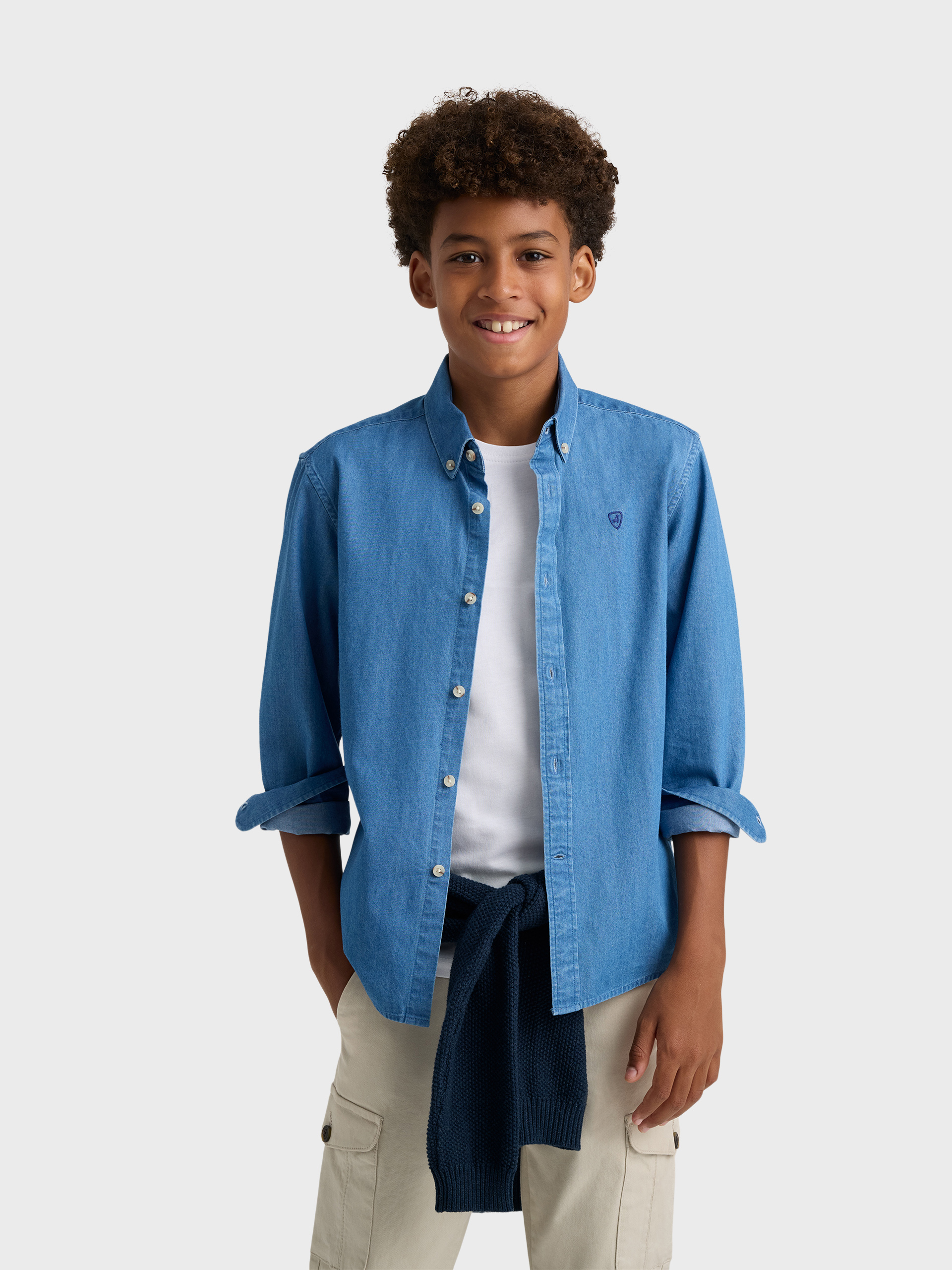 CAMISA DENIM BUTTON DOWN KIDS AZUL