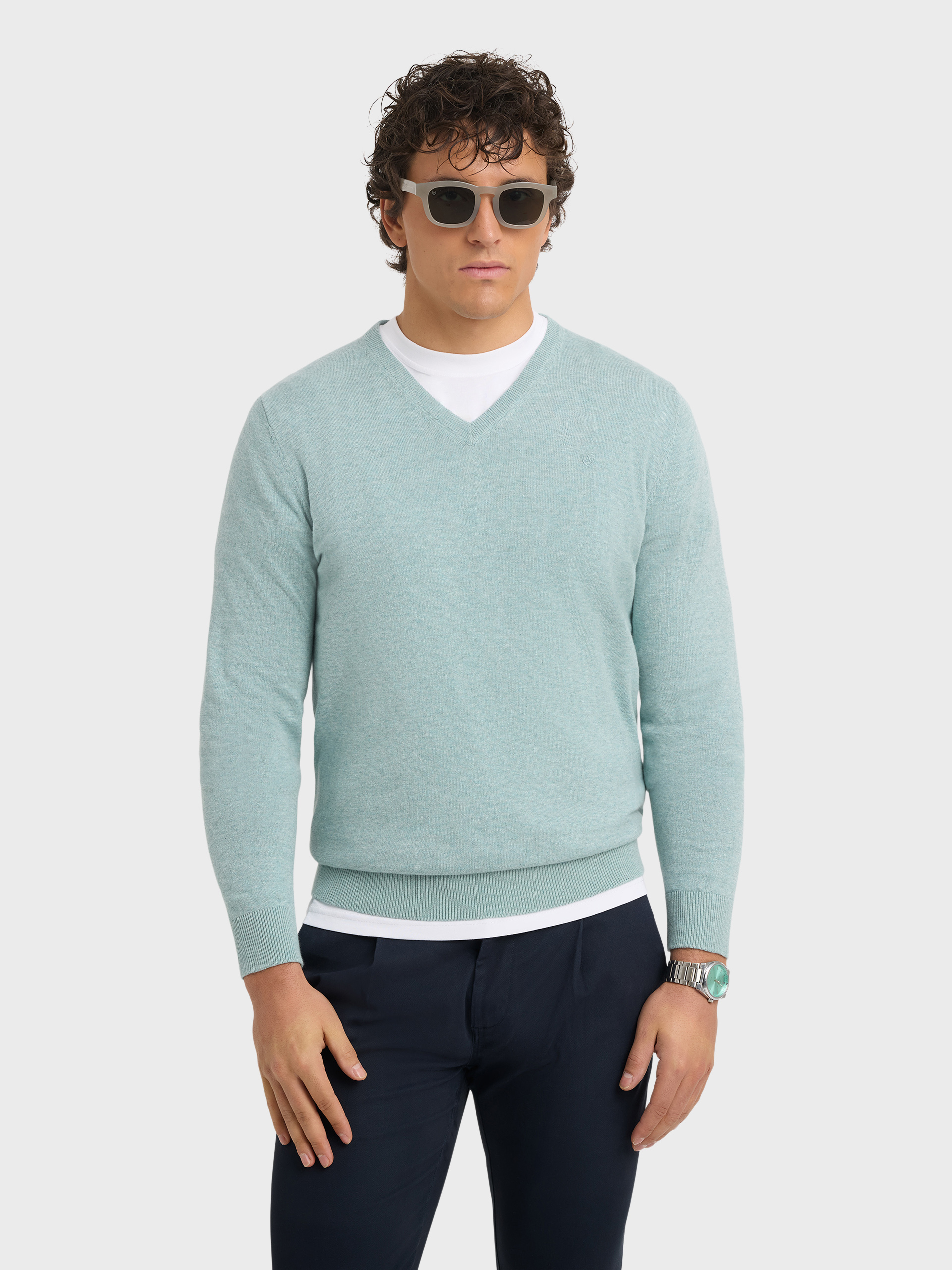 JERSEY V-NECK VERDE AGUA