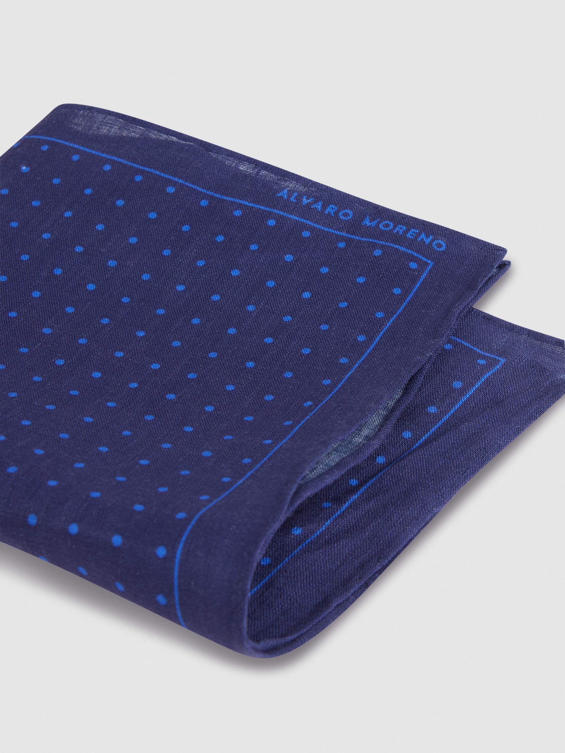 PAÑUELO LINO PRINT AZUL MARINO