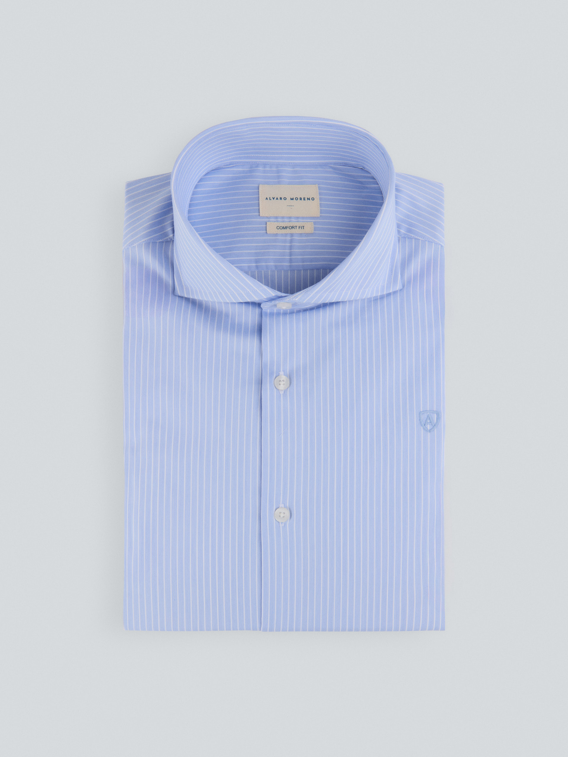 CAMISA COMFORT RAYAS CELESTE