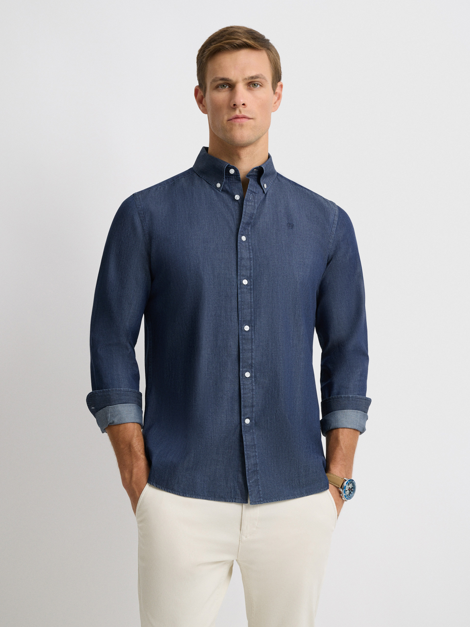 CAMISA DENIM DOWN AZUL MARINO