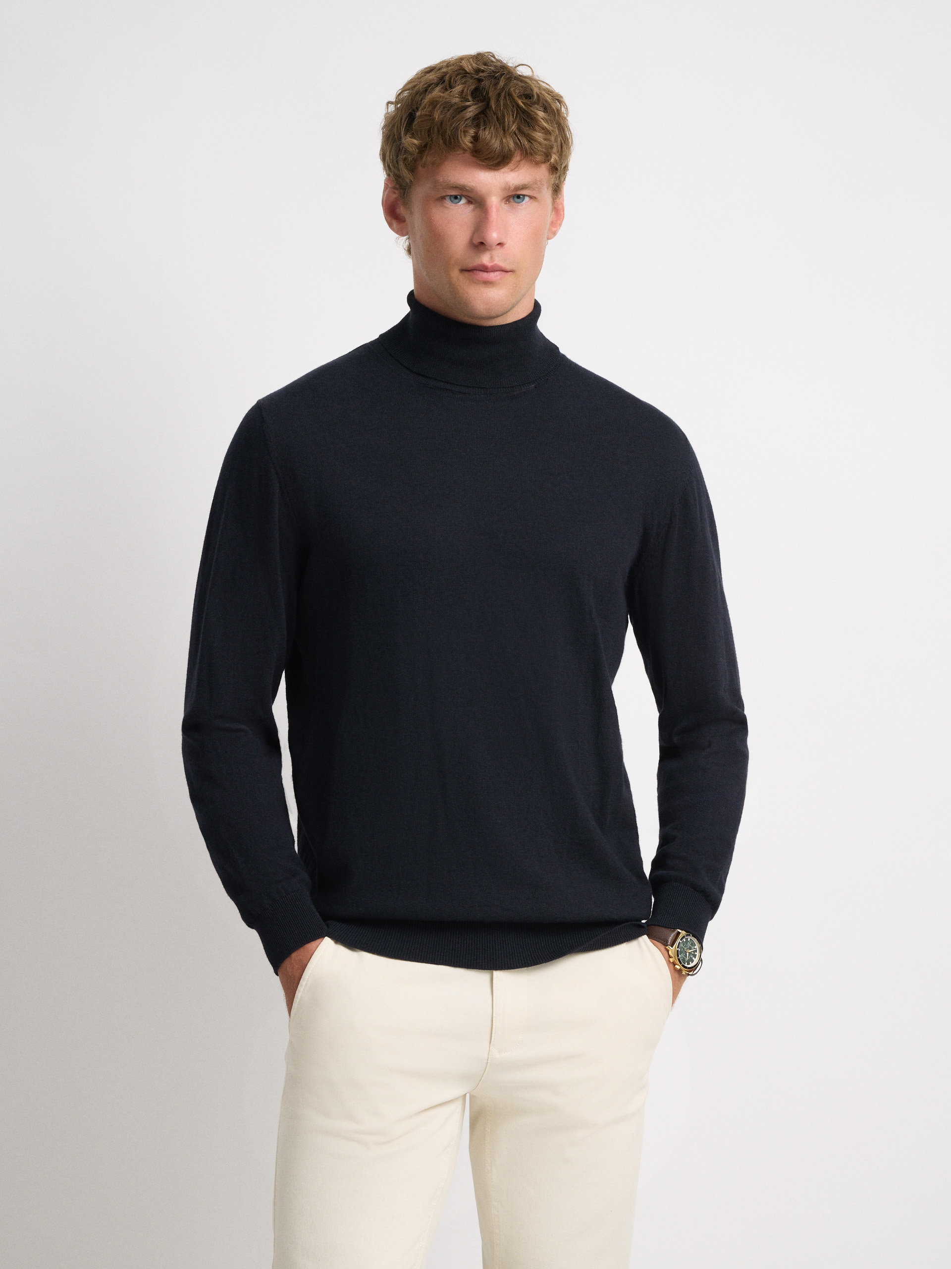 JERSEY ROLL COLLAR AZUL MARINO