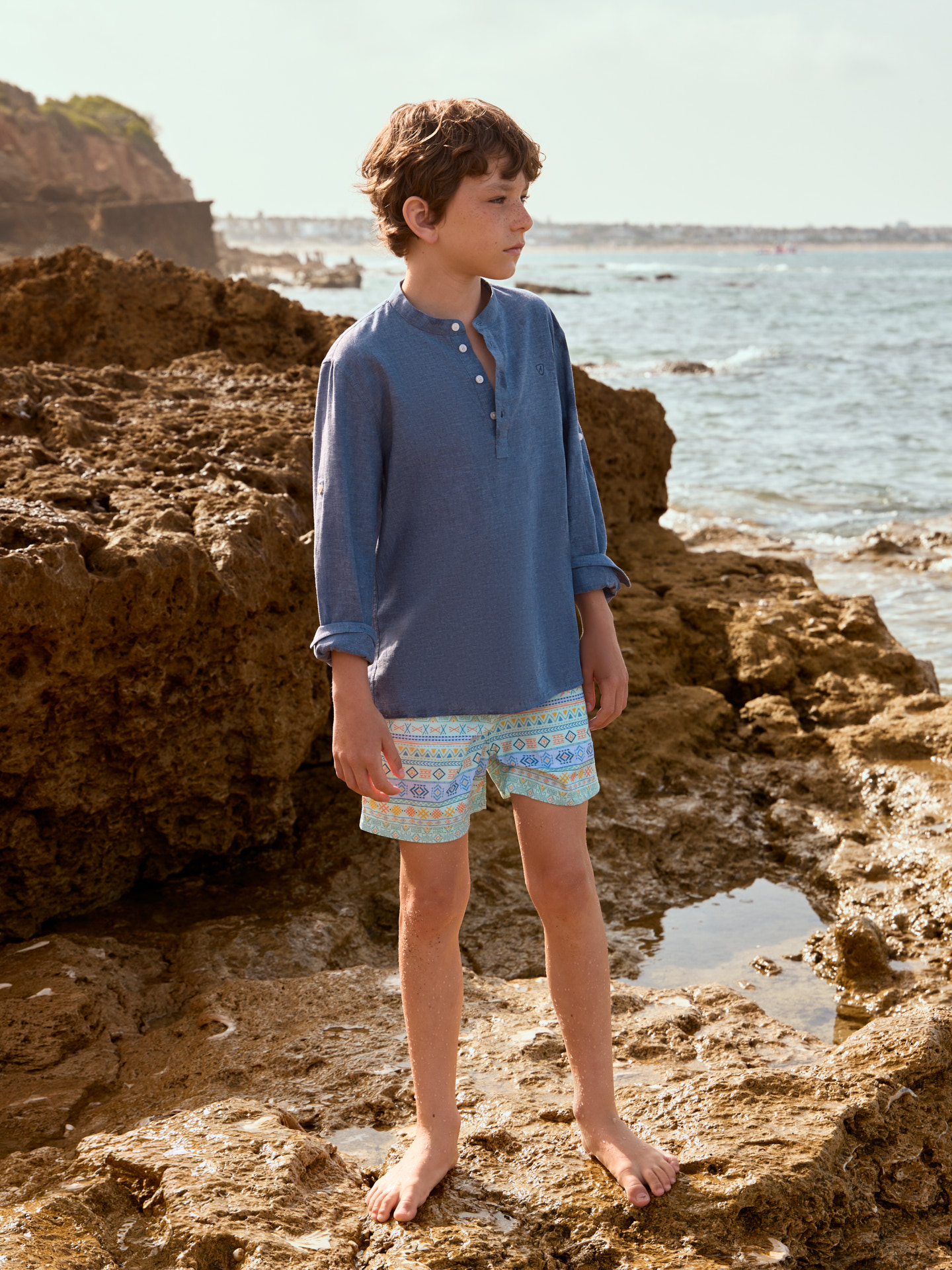 POLERA LINO MAO KIDS AZUL MARINO