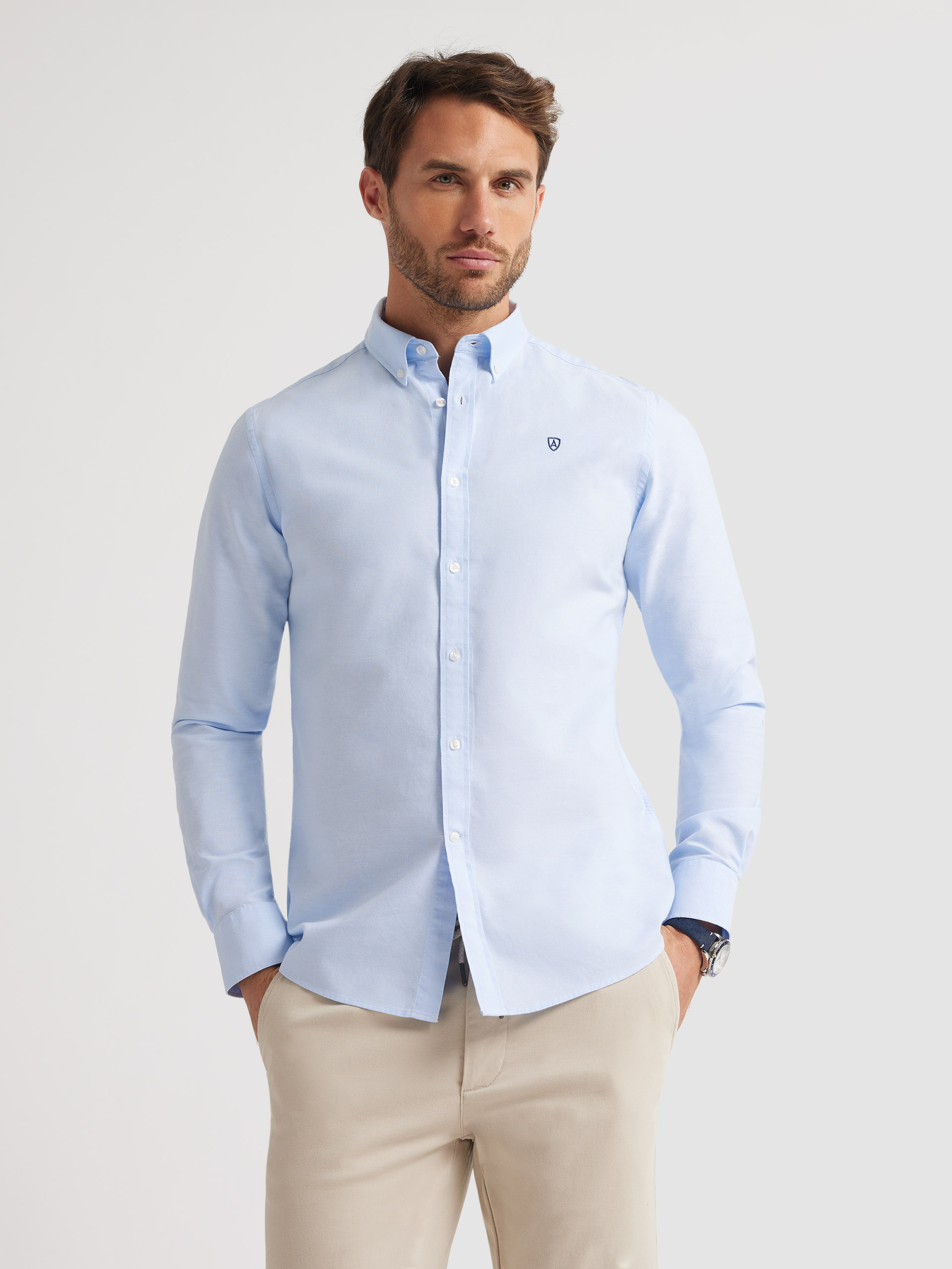 CAMISA OXFORD BASIC CELESTE