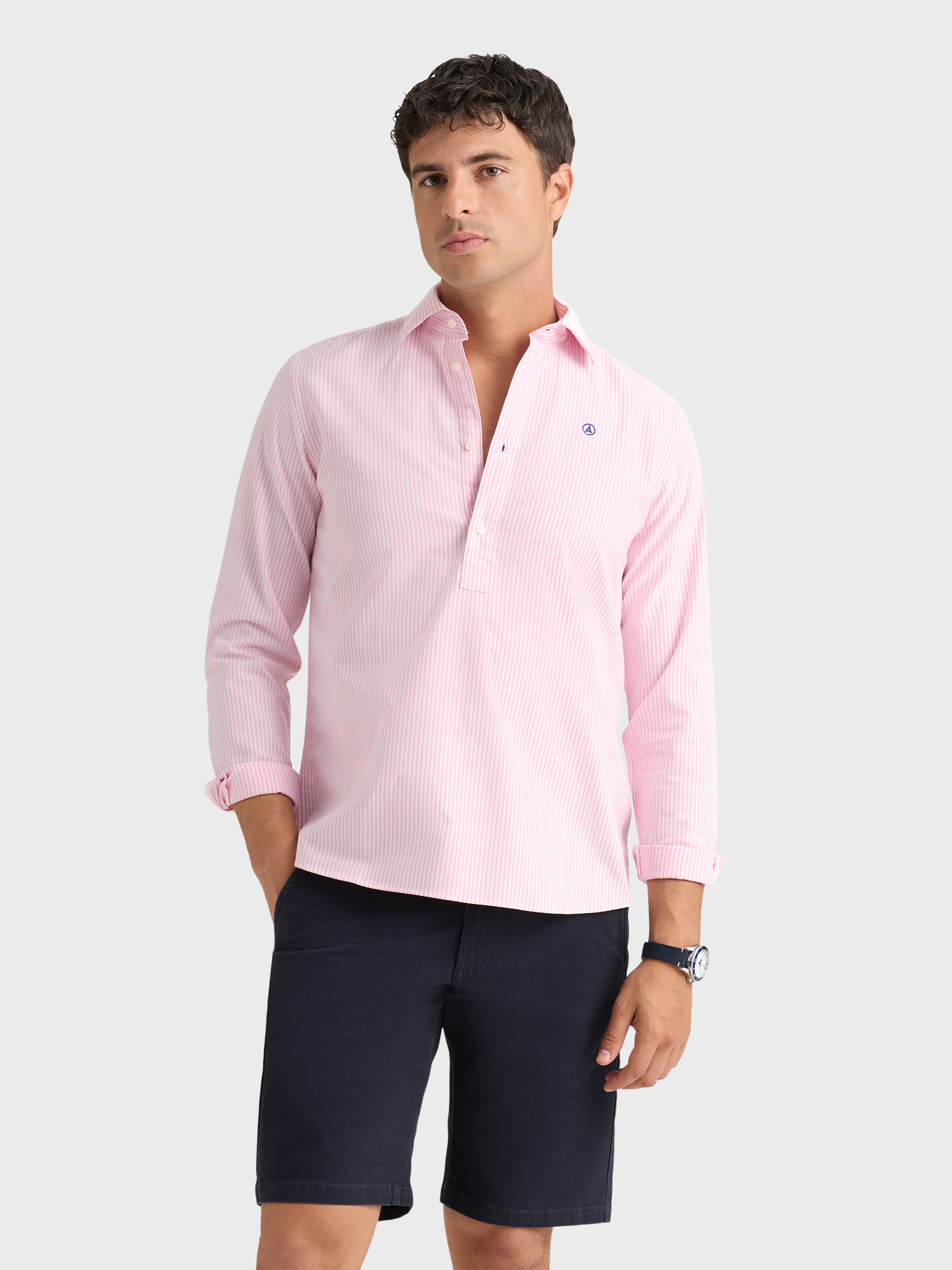 POLERA OXFORD RAYAS CORAL